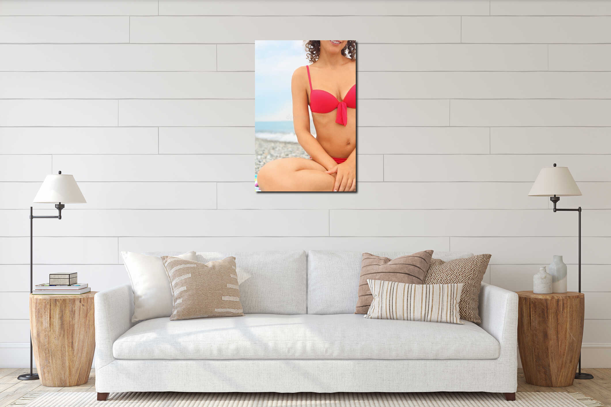 Canvas hanging interior mockup