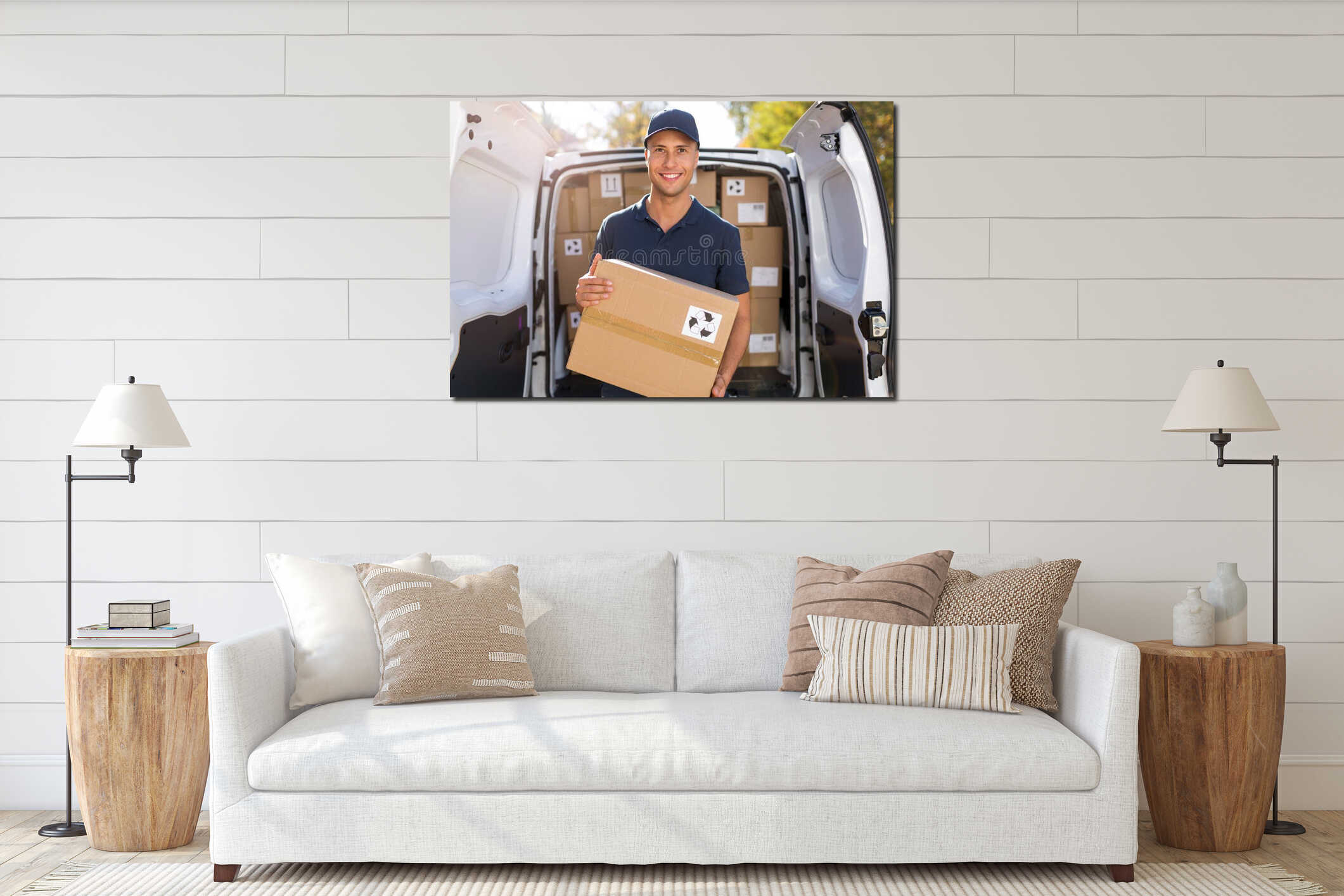 Canvas hanging interior mockup
