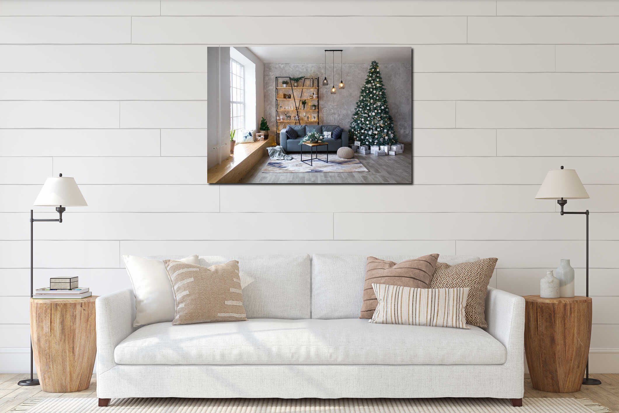Canvas hanging interior mockup
