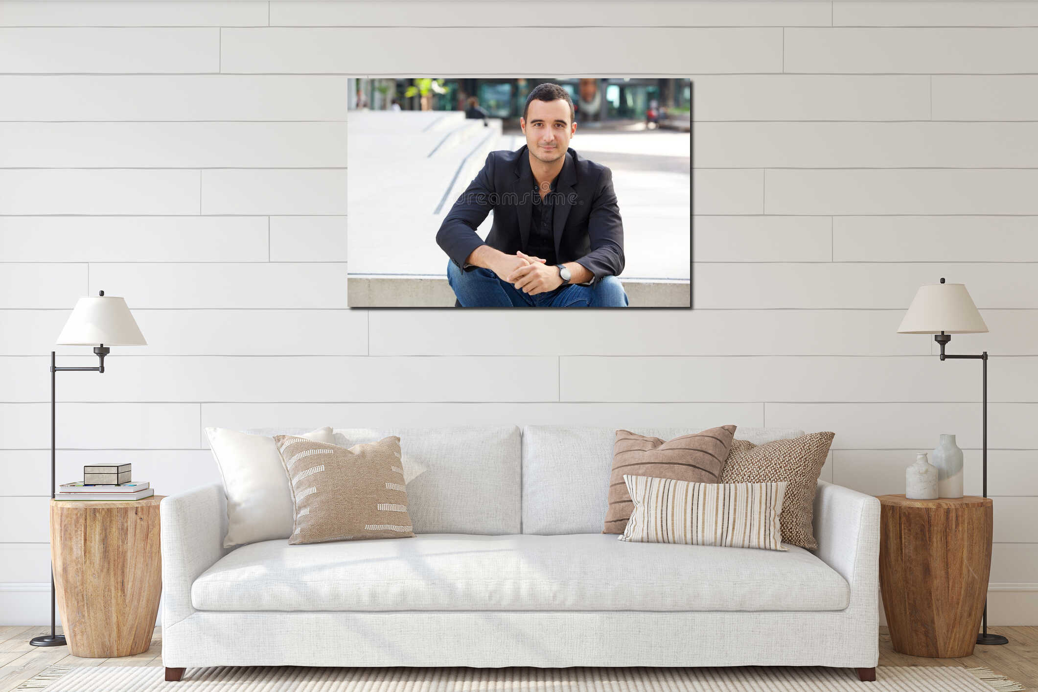 Canvas hanging interior mockup