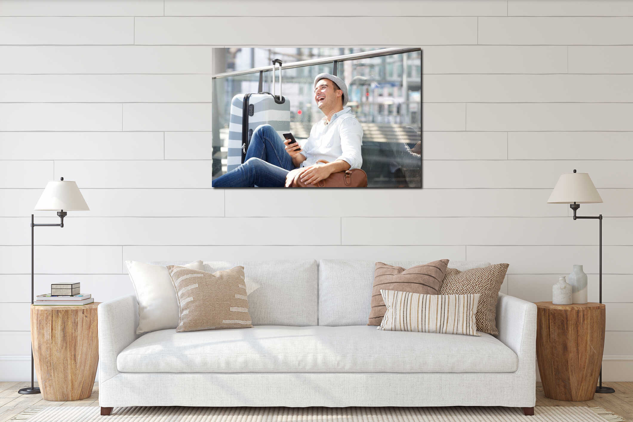 Canvas hanging interior mockup