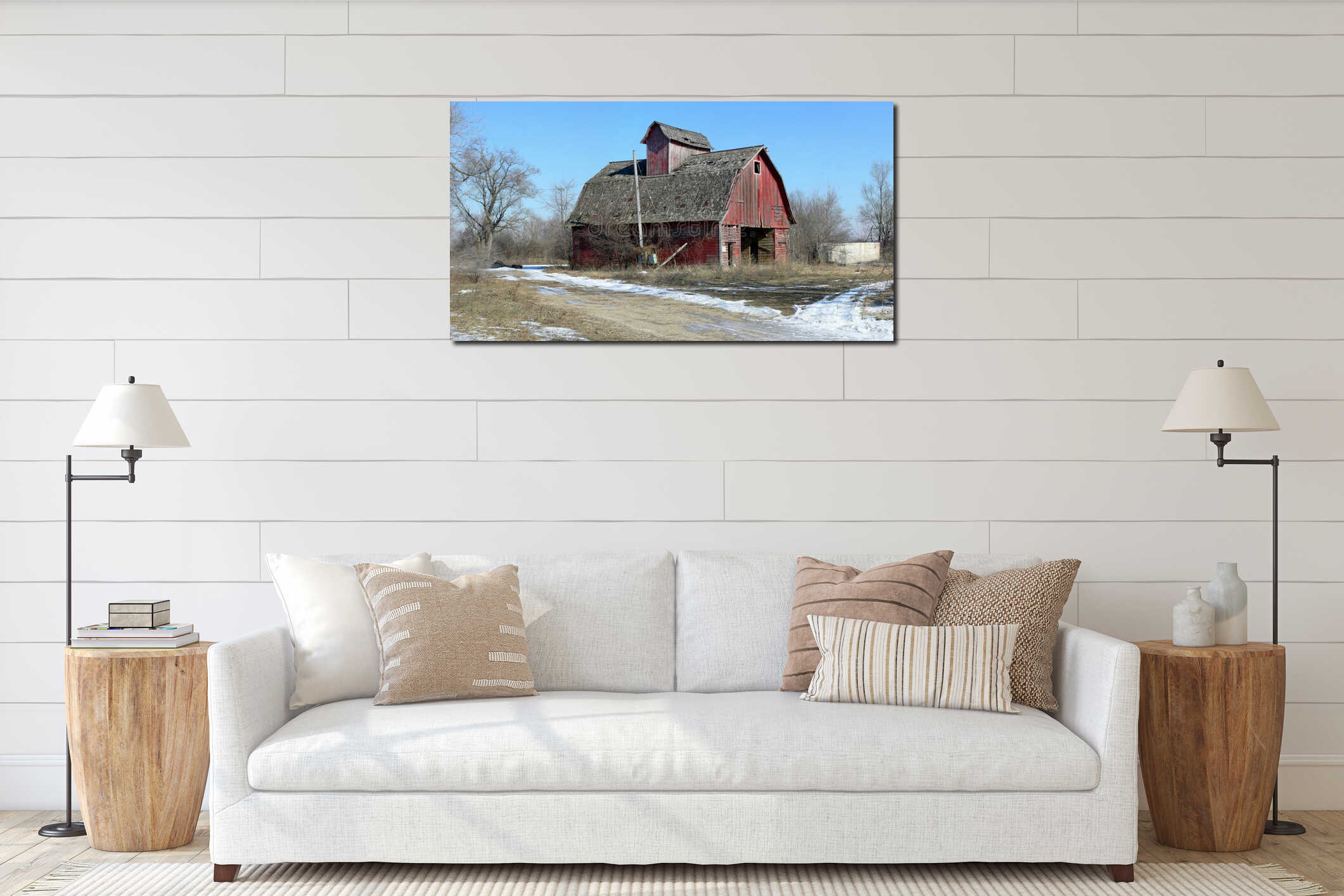 Canvas hanging interior mockup