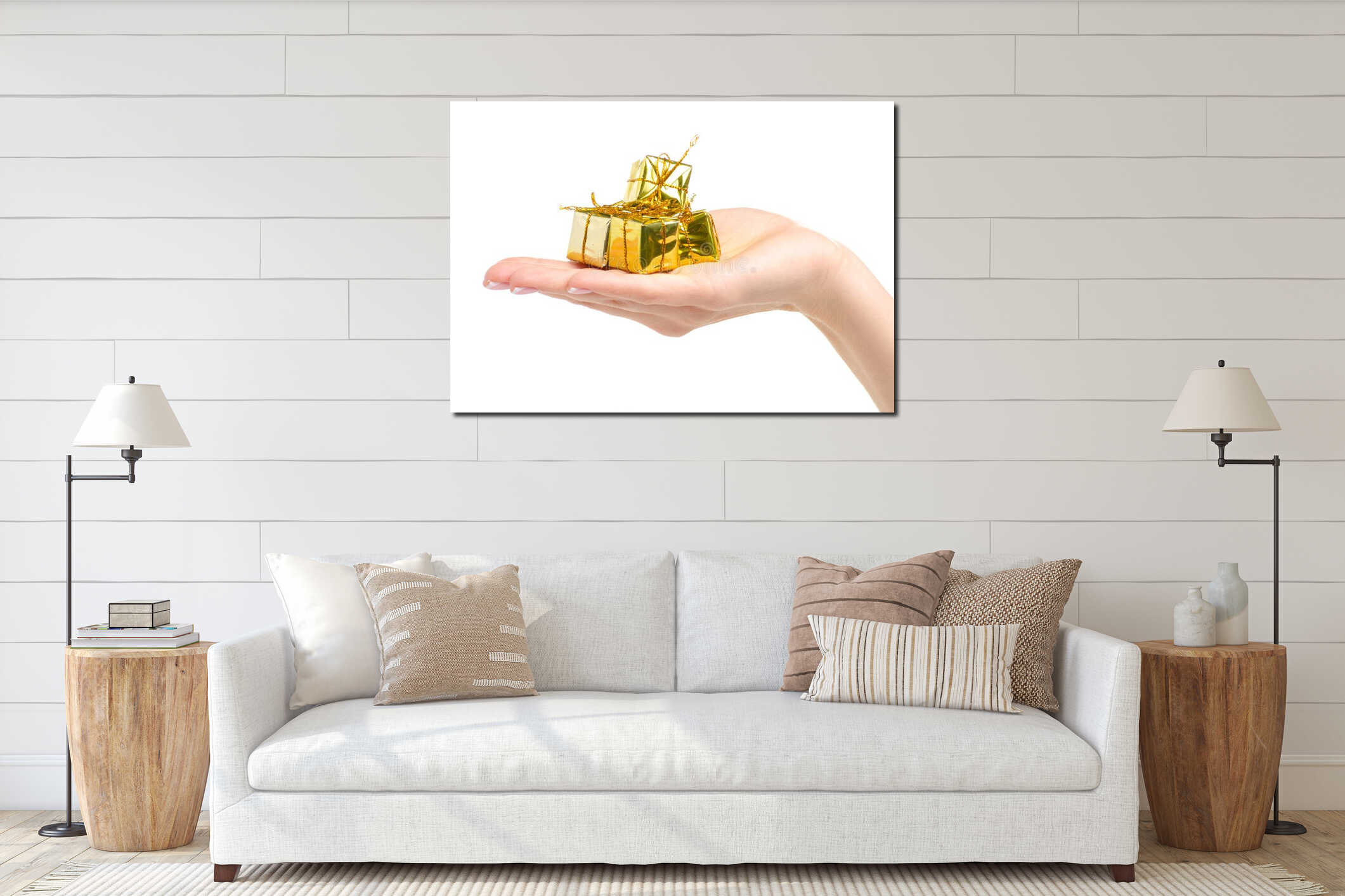 Canvas hanging interior mockup