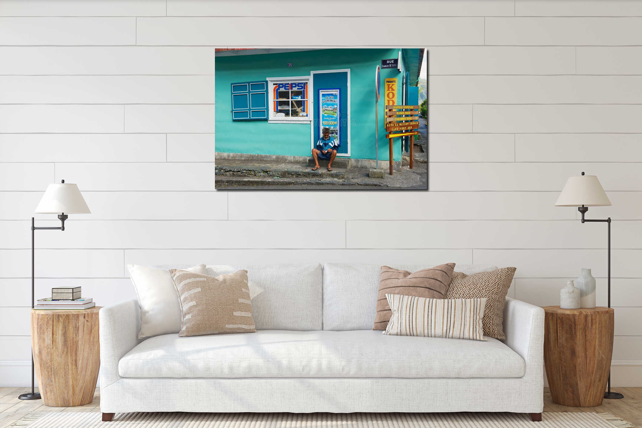 Canvas hanging interior mockup