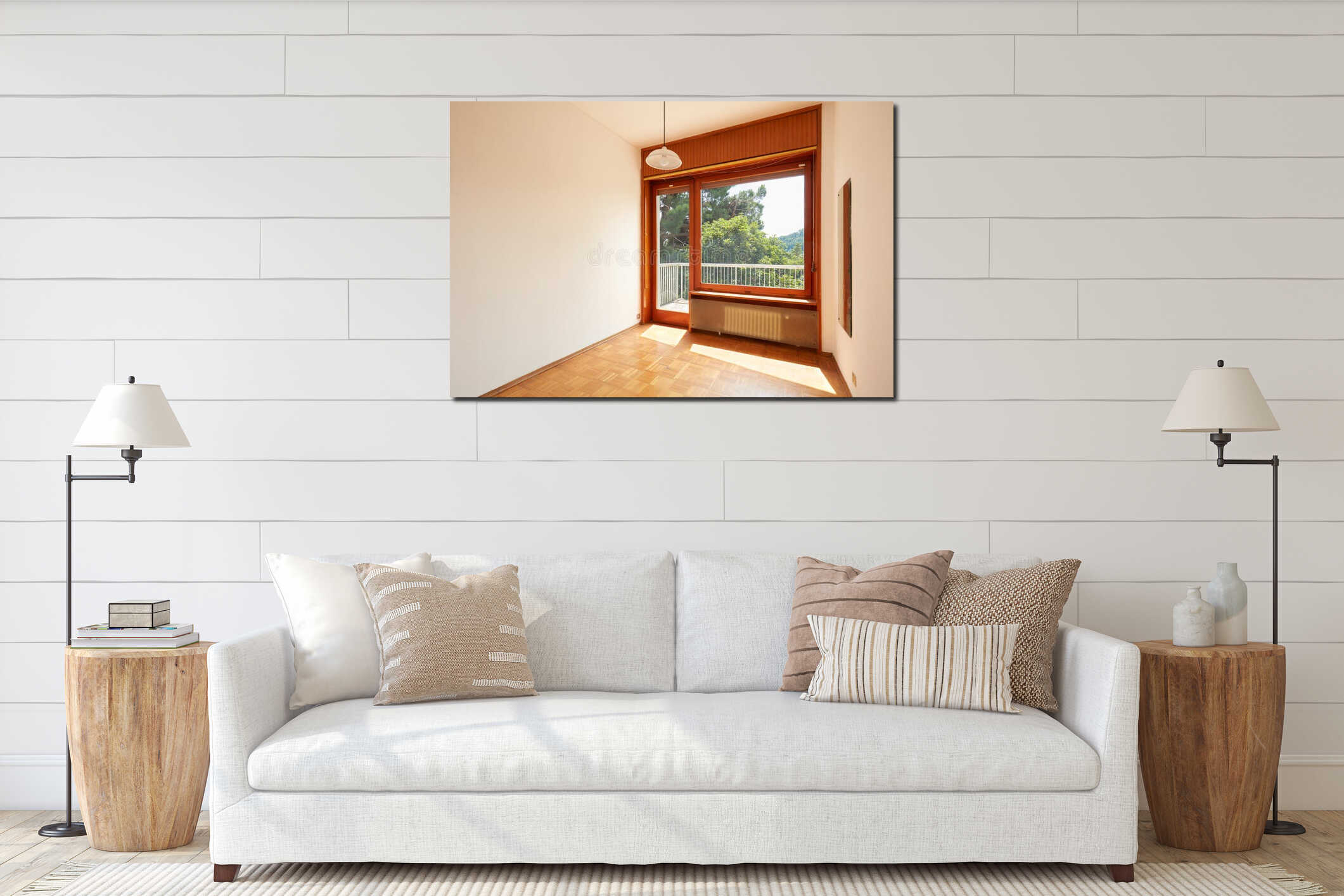 Canvas hanging interior mockup