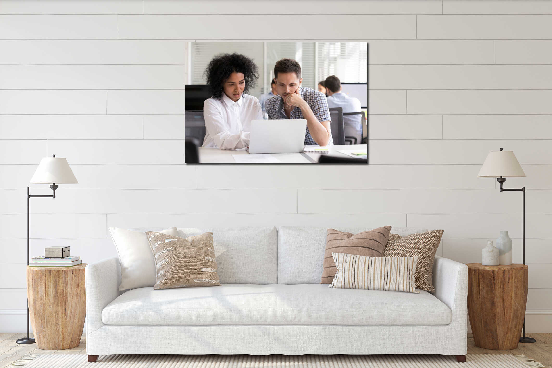 Canvas hanging interior mockup