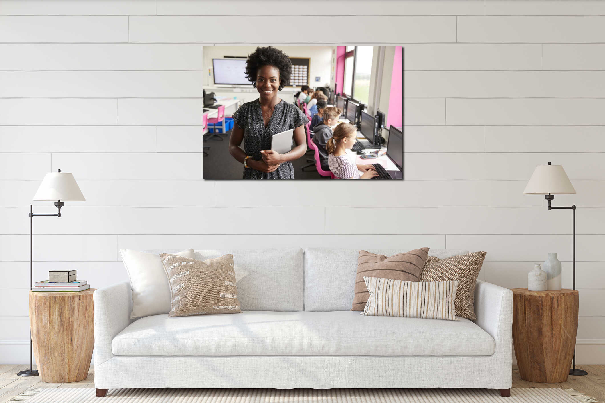 Canvas hanging interior mockup