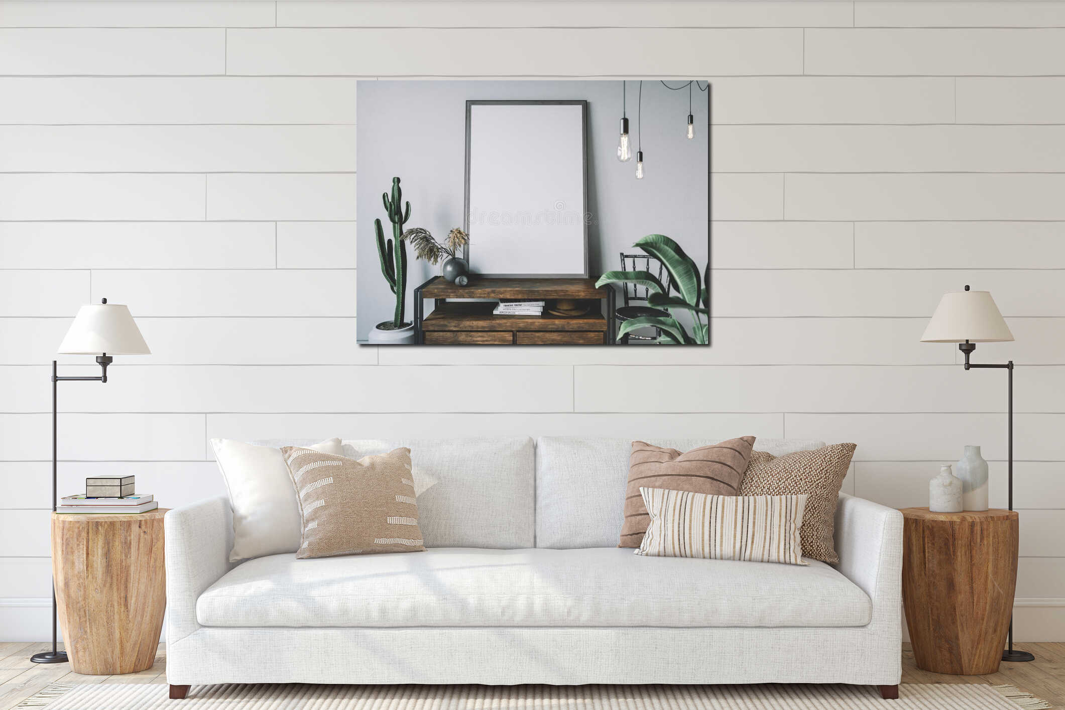 Canvas hanging interior mockup
