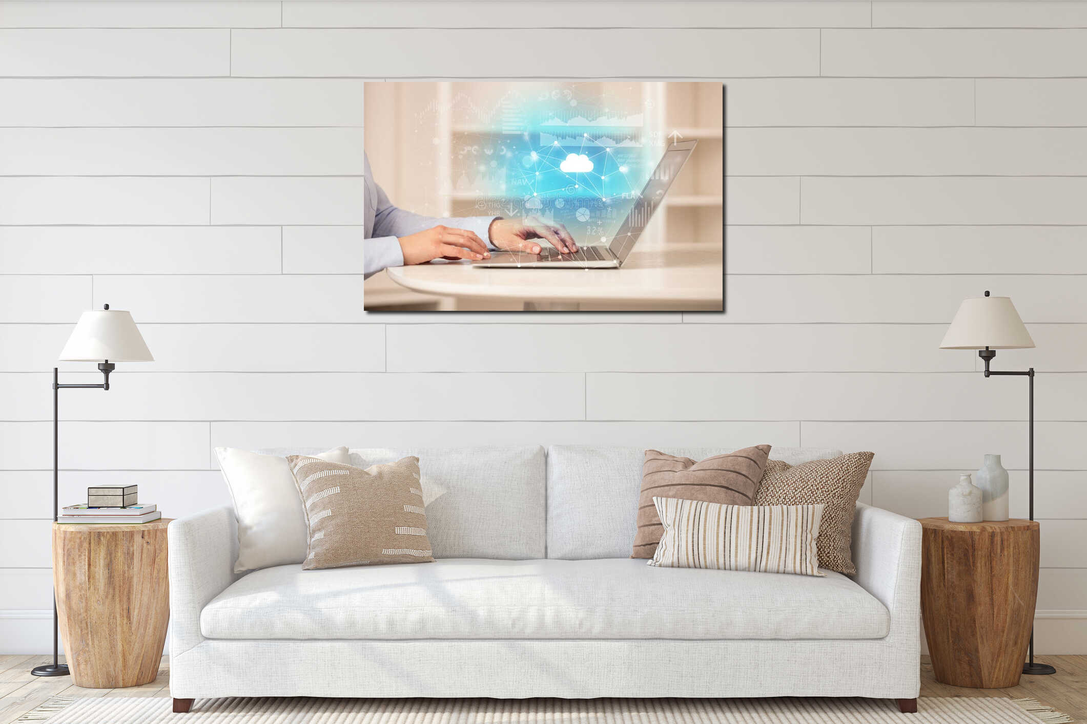Canvas hanging interior mockup