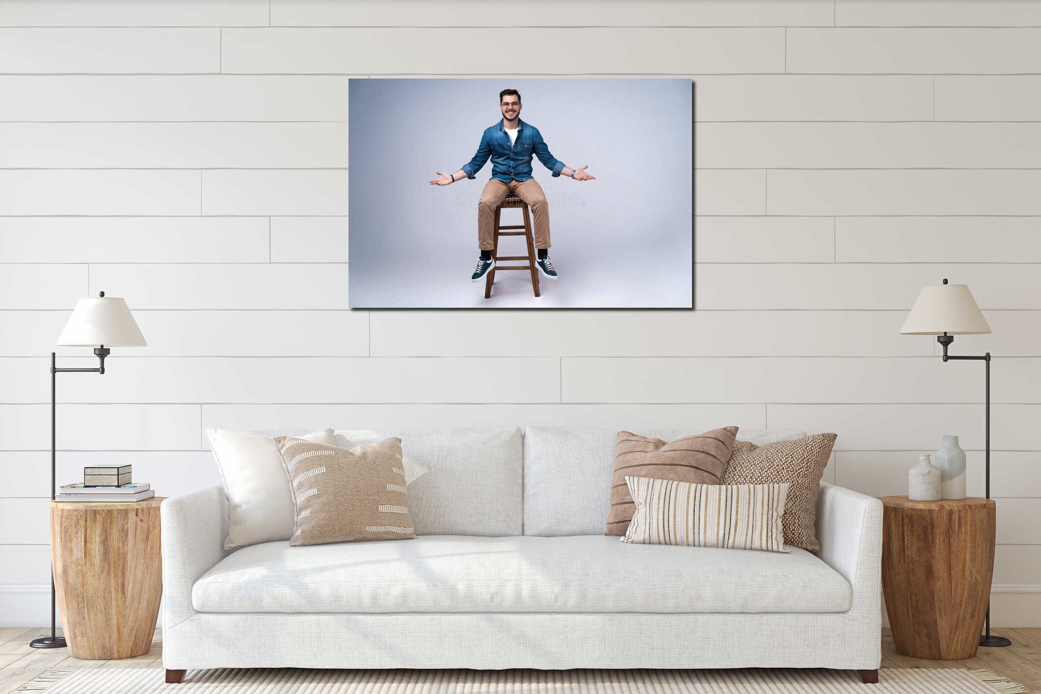 Canvas hanging interior mockup