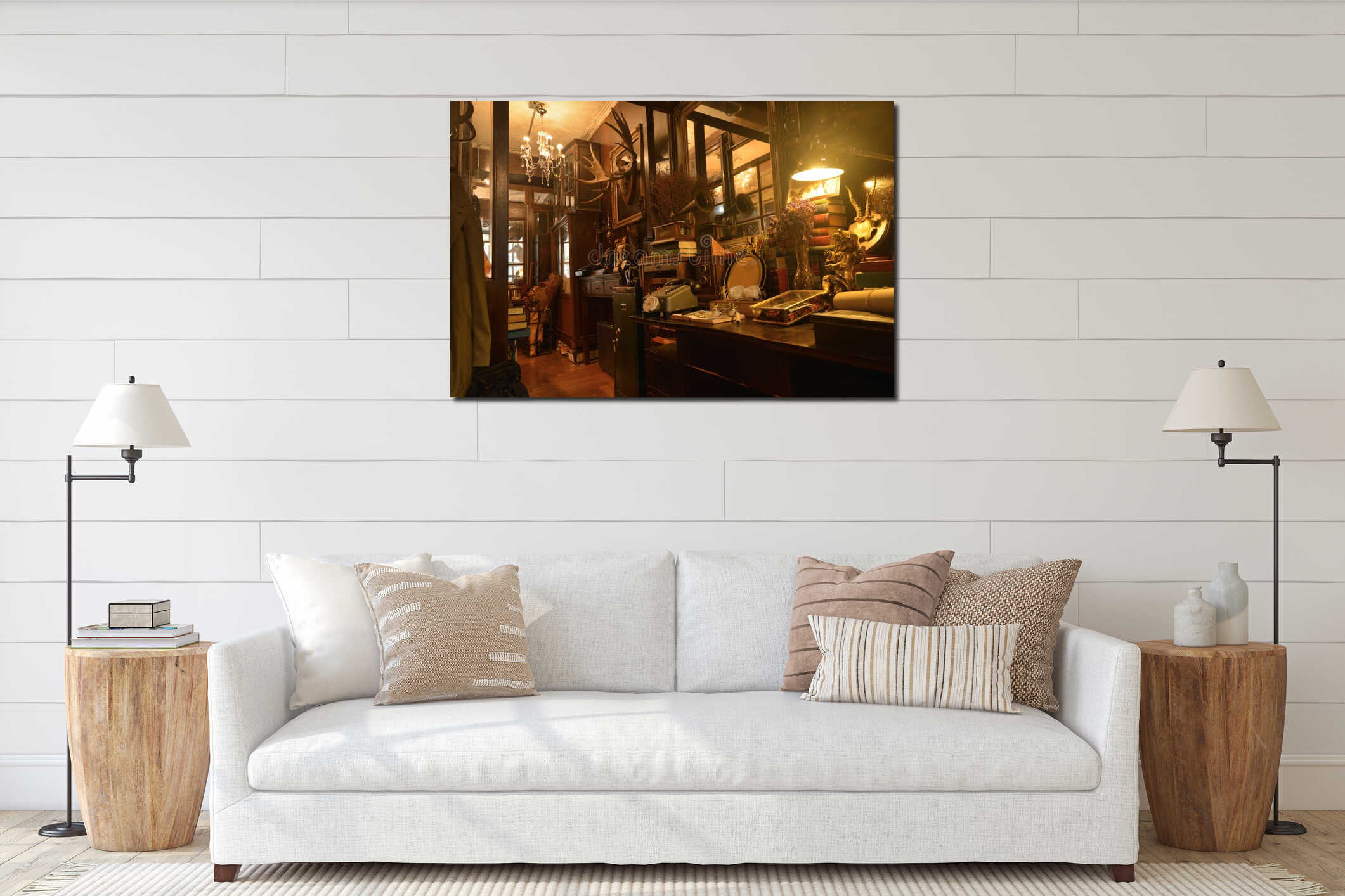 Canvas hanging interior mockup