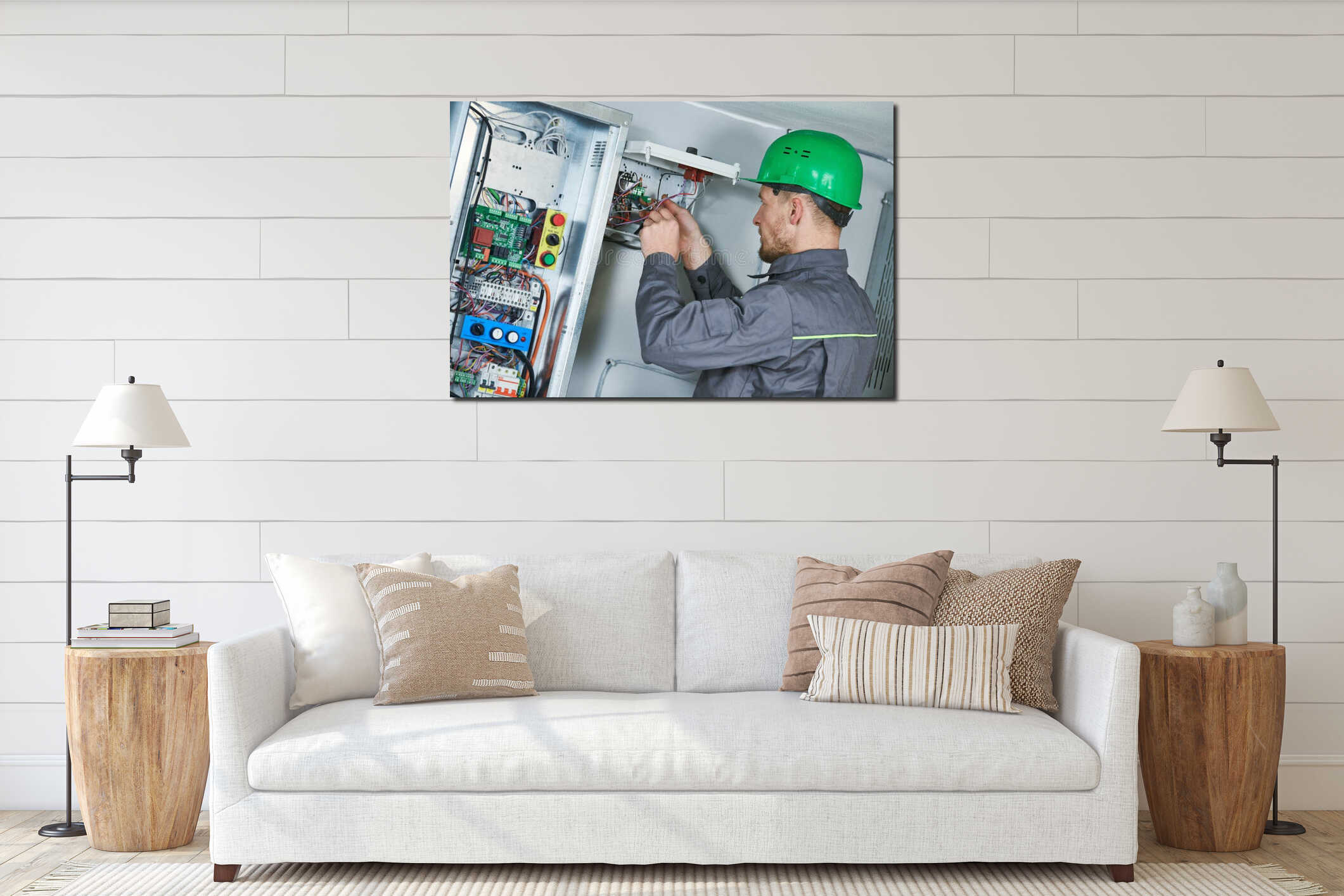 Canvas hanging interior mockup