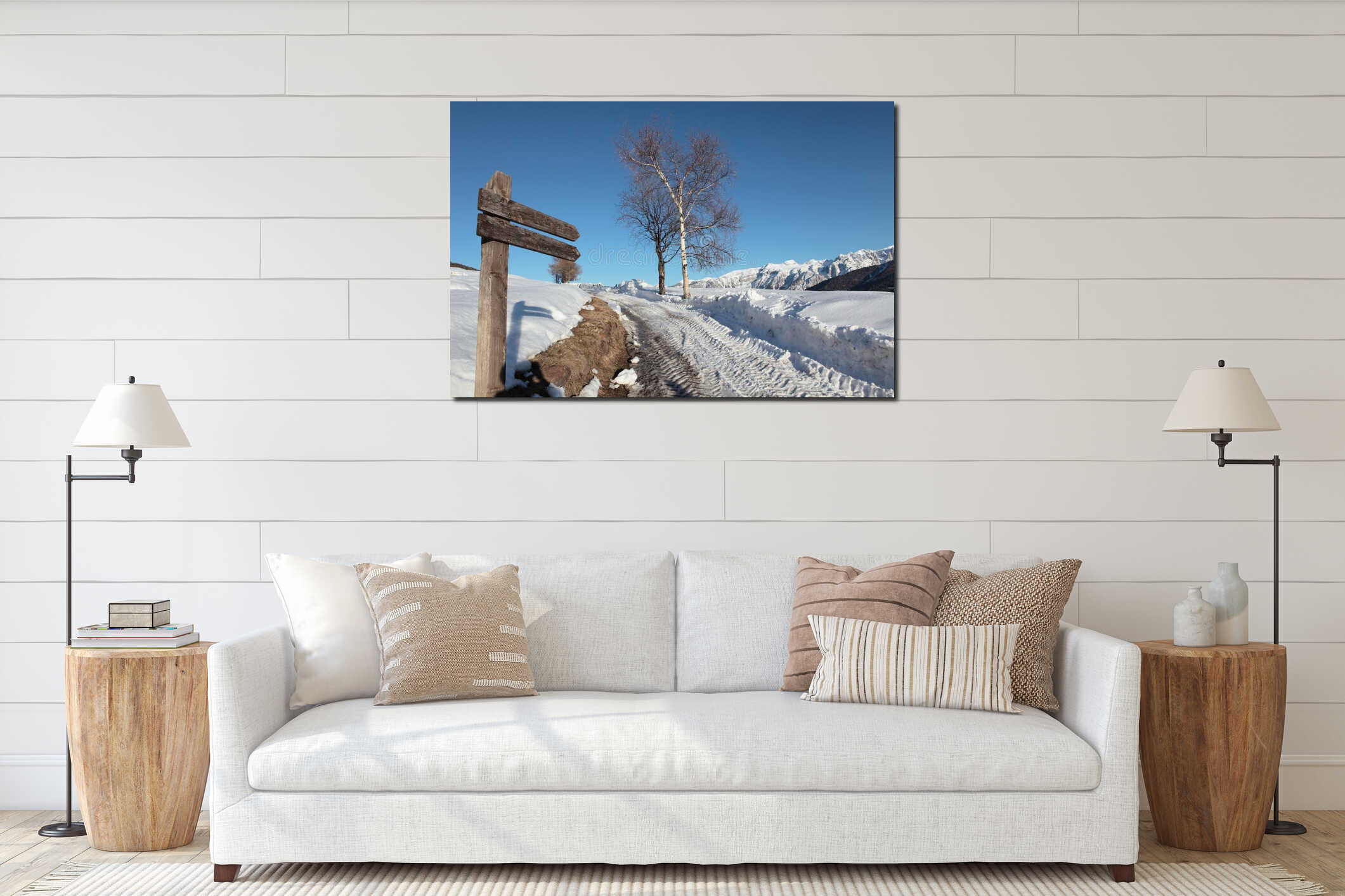 Canvas hanging interior mockup