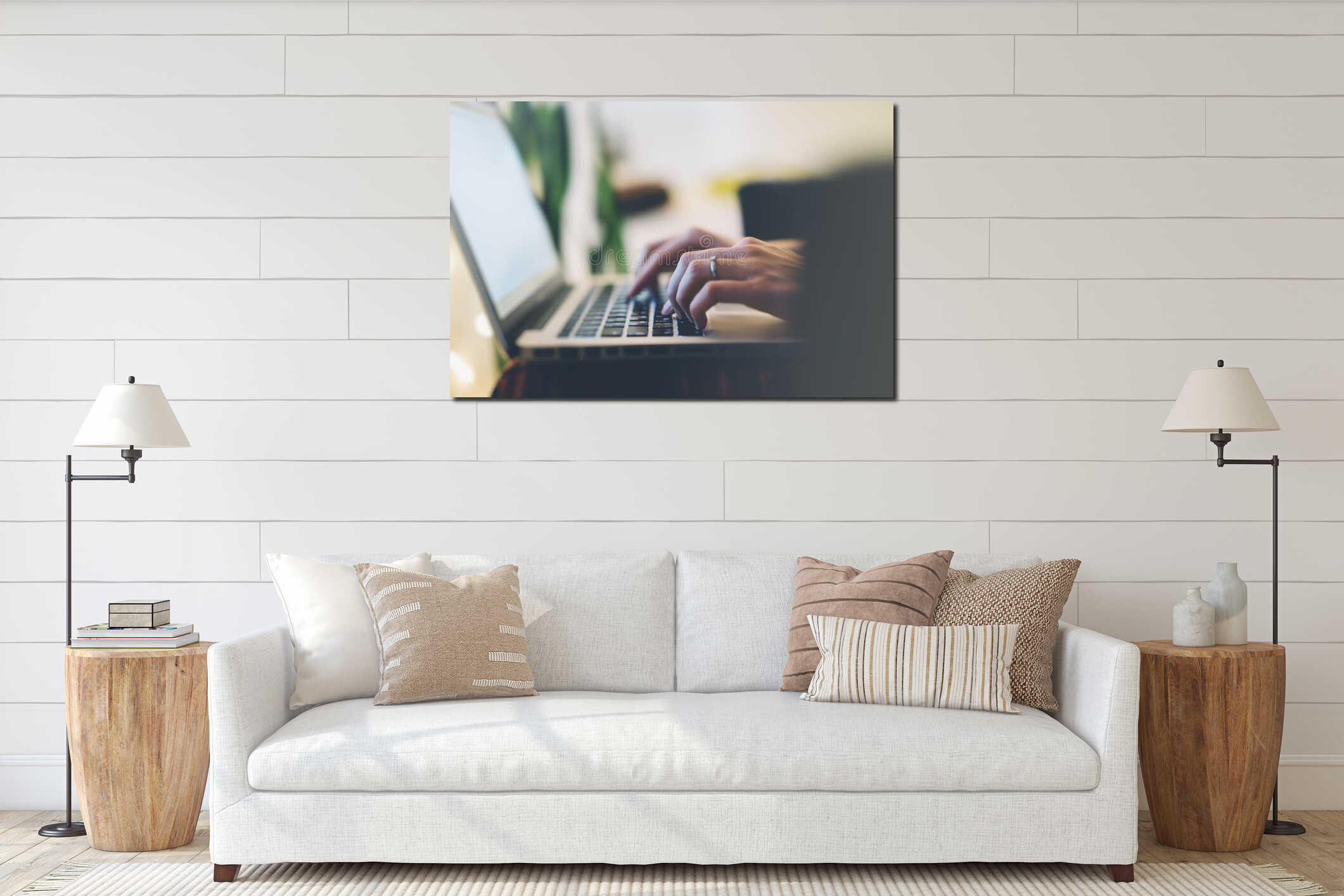 Canvas hanging interior mockup