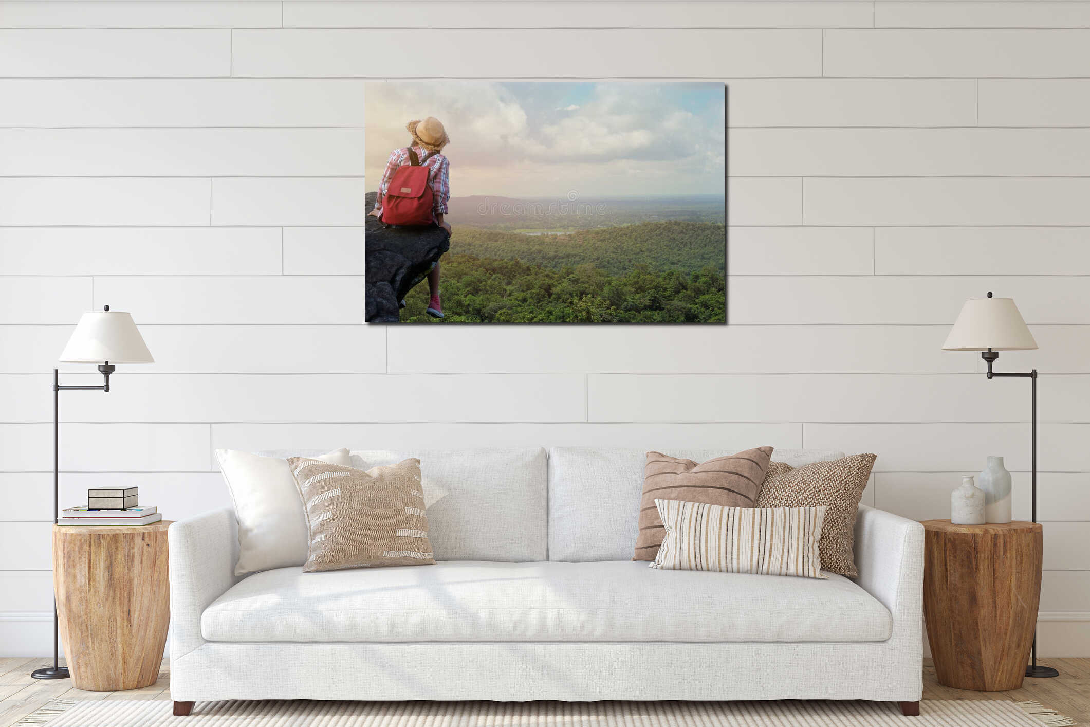 Canvas hanging interior mockup