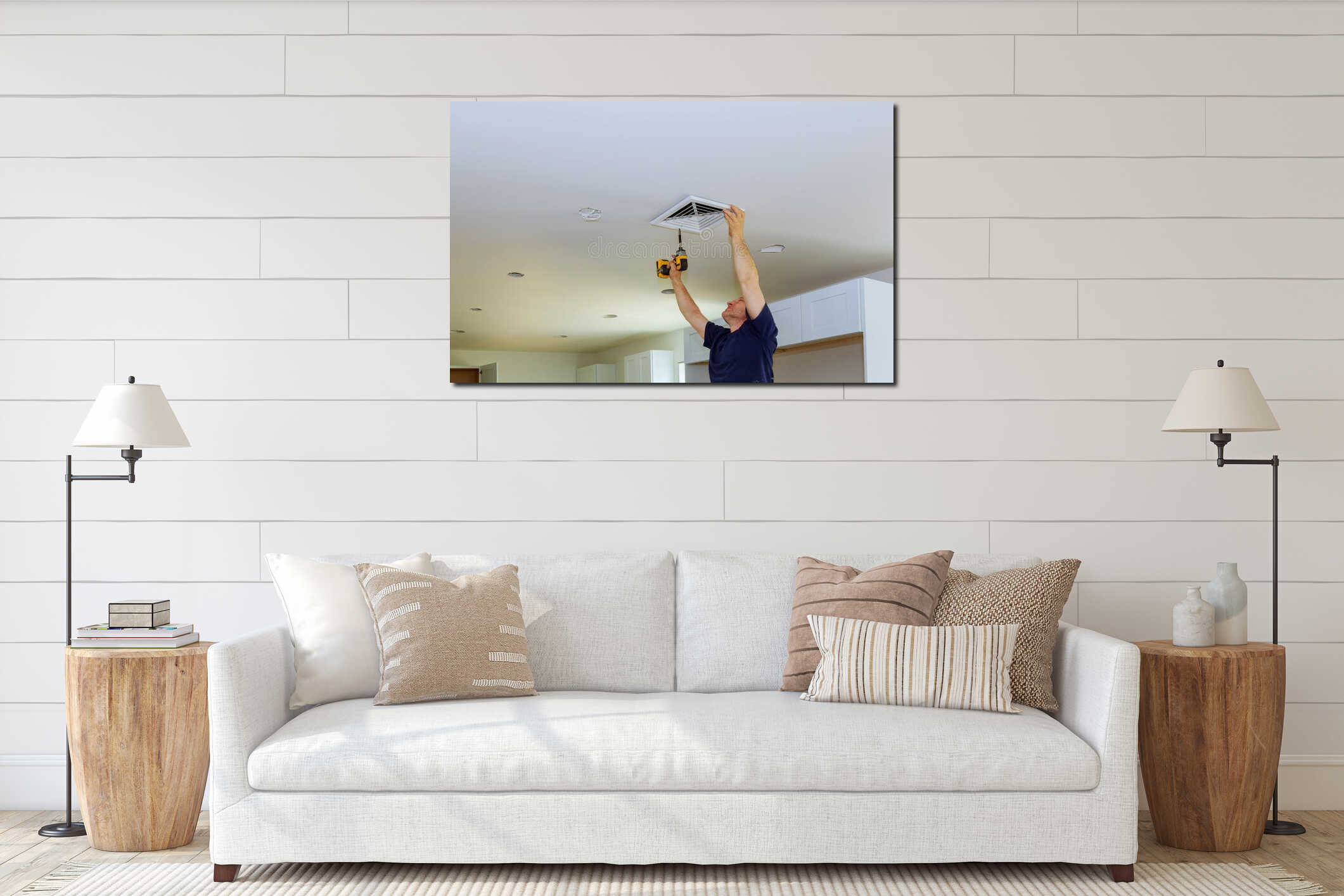 Canvas hanging interior mockup