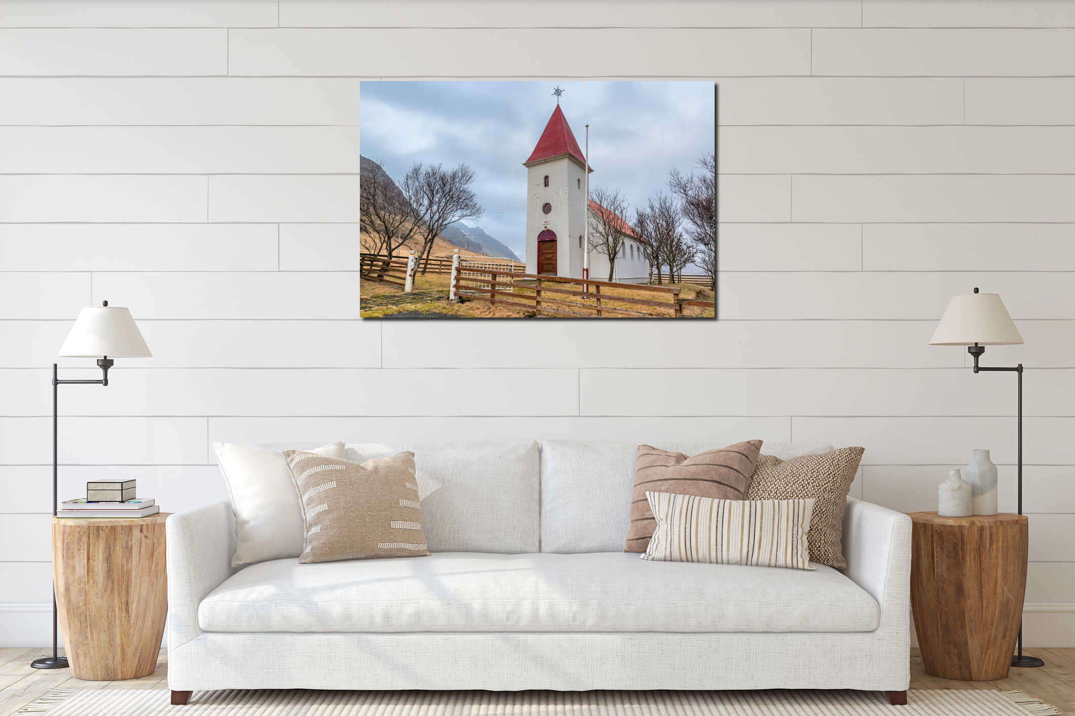 Canvas hanging interior mockup