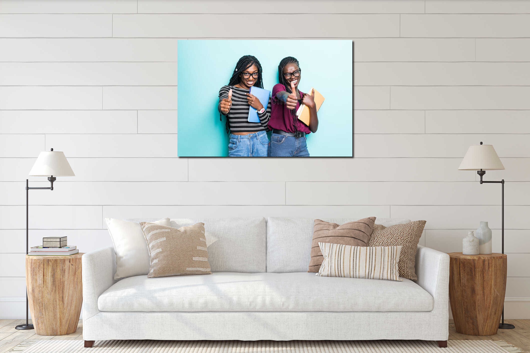 Canvas hanging interior mockup