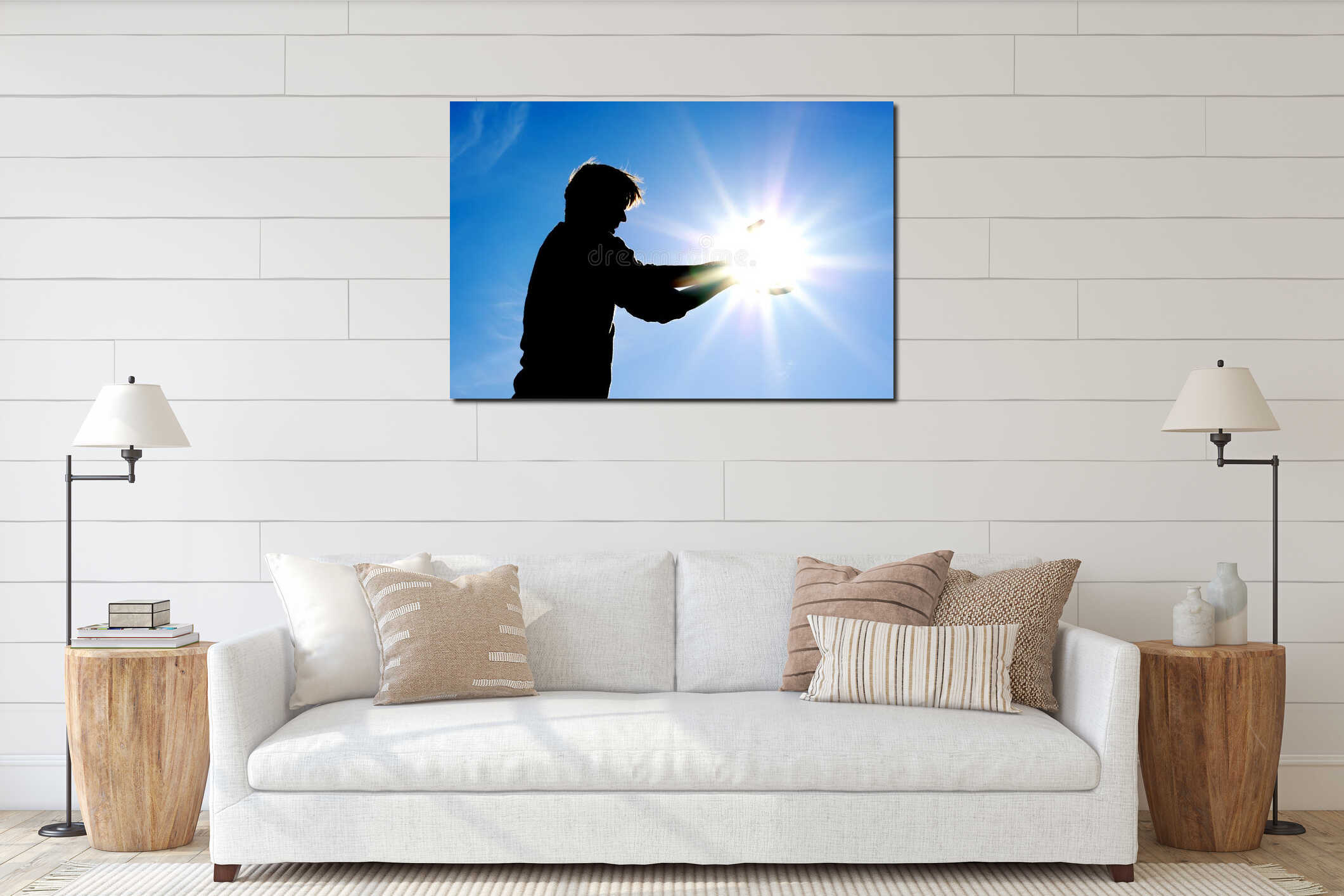 Canvas hanging interior mockup