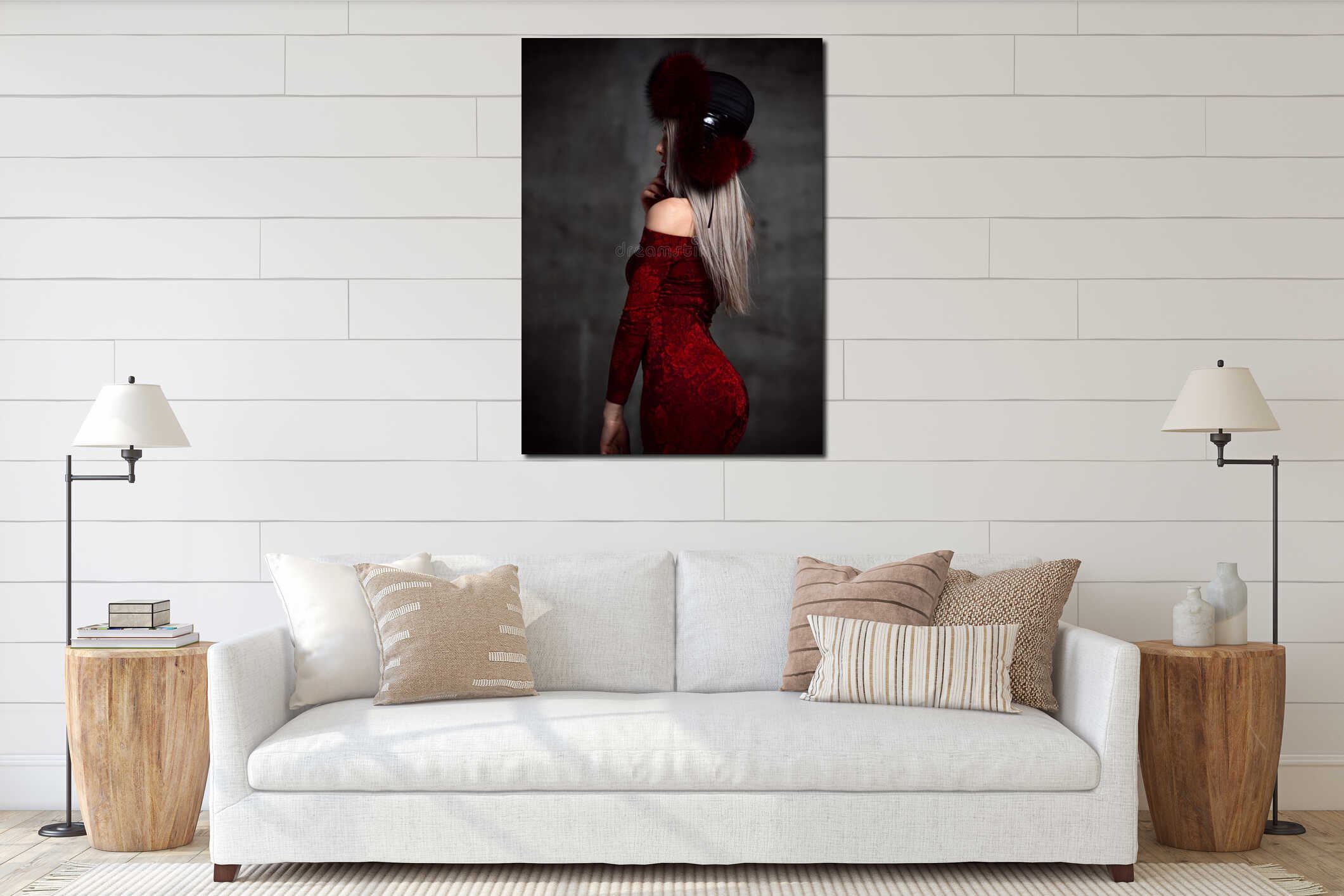 Canvas hanging interior mockup