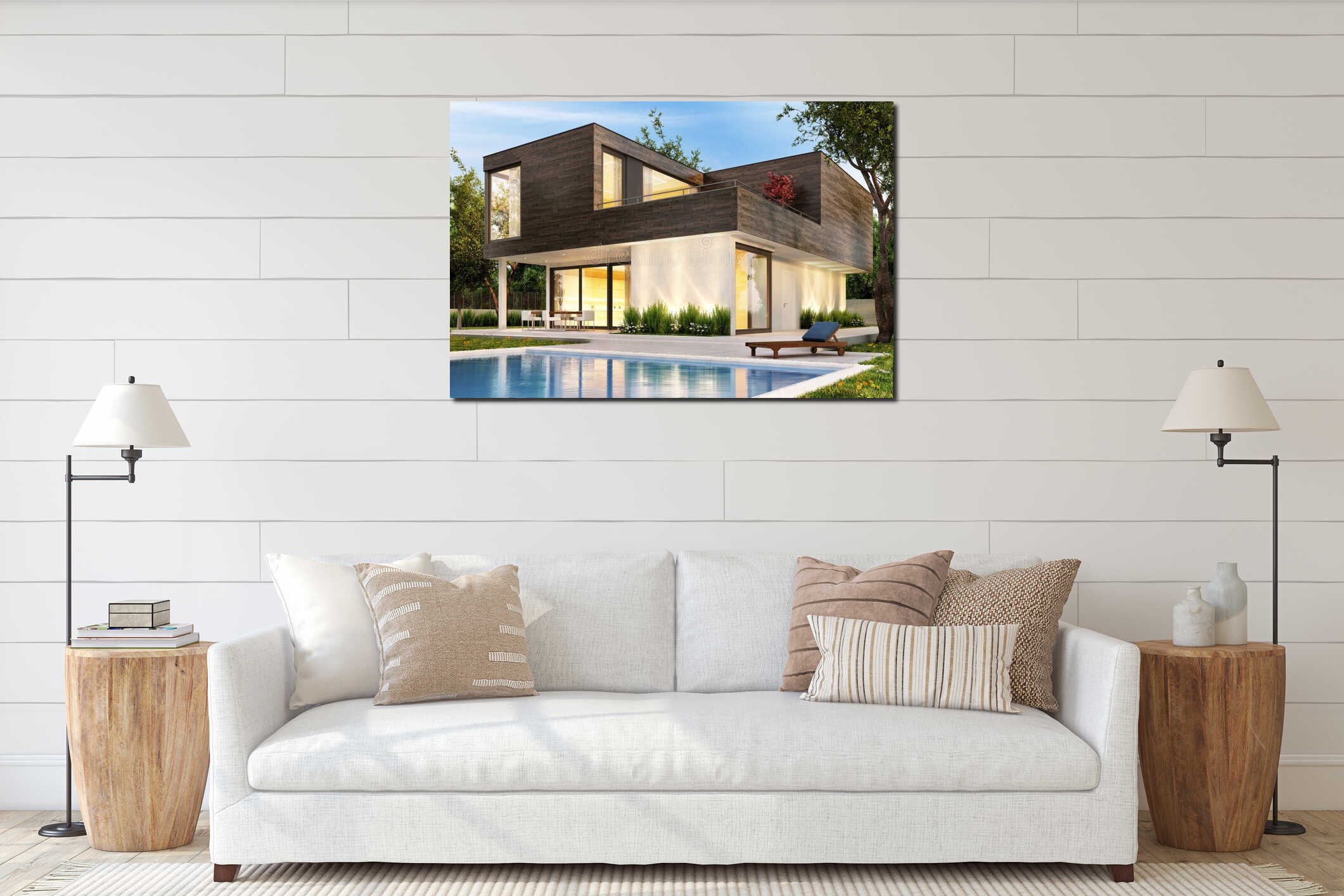 Canvas hanging interior mockup