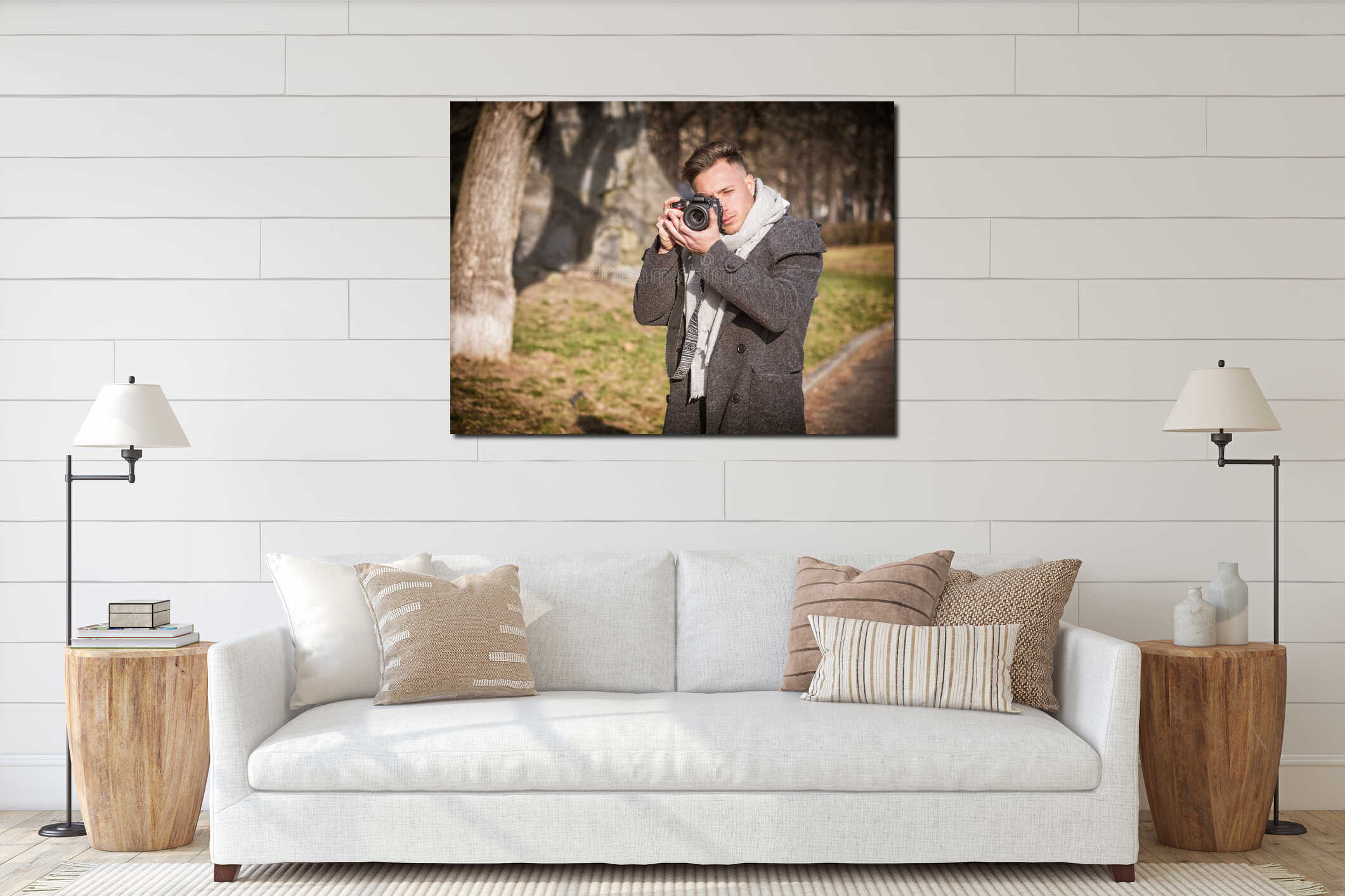 Canvas hanging interior mockup