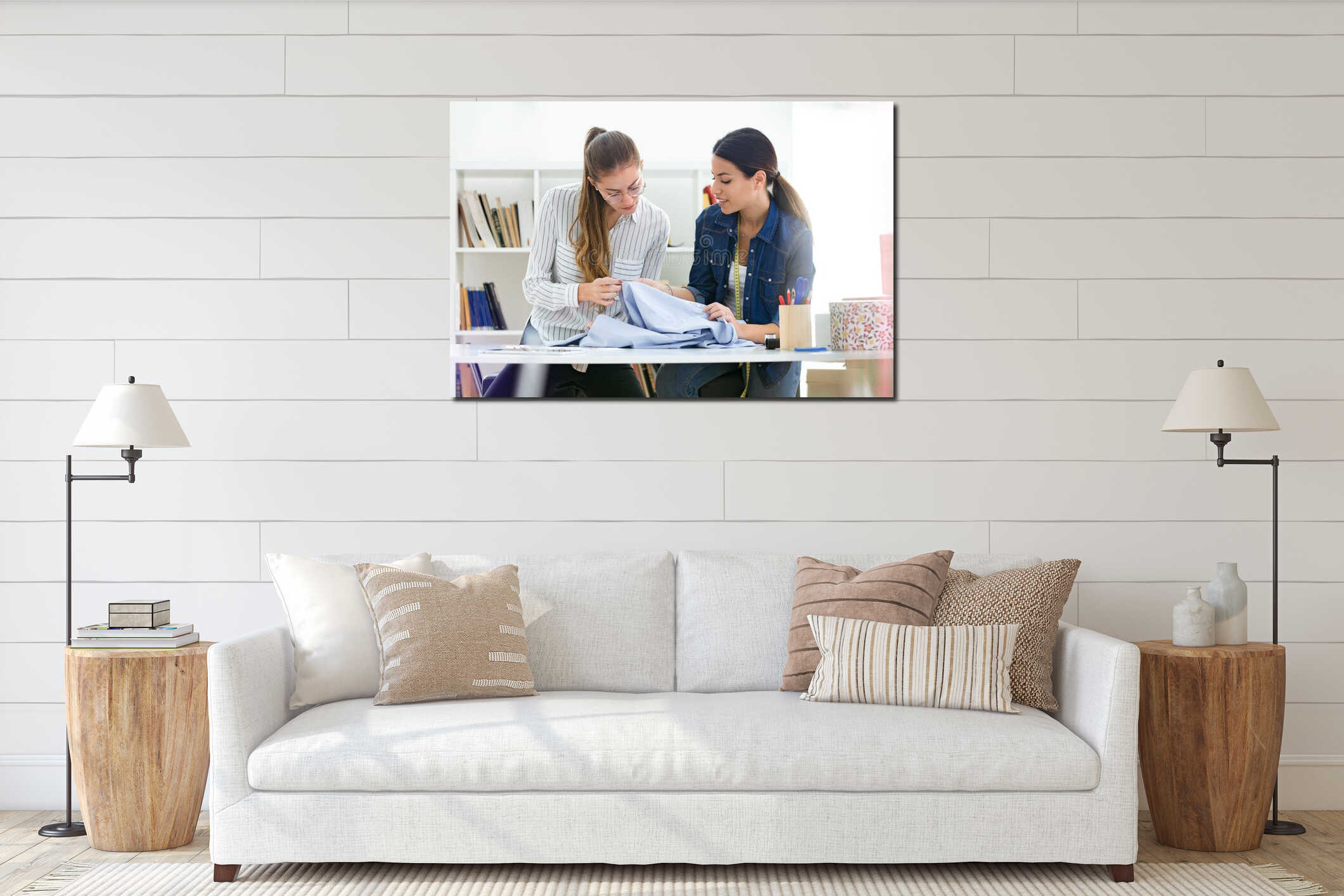 Canvas hanging interior mockup