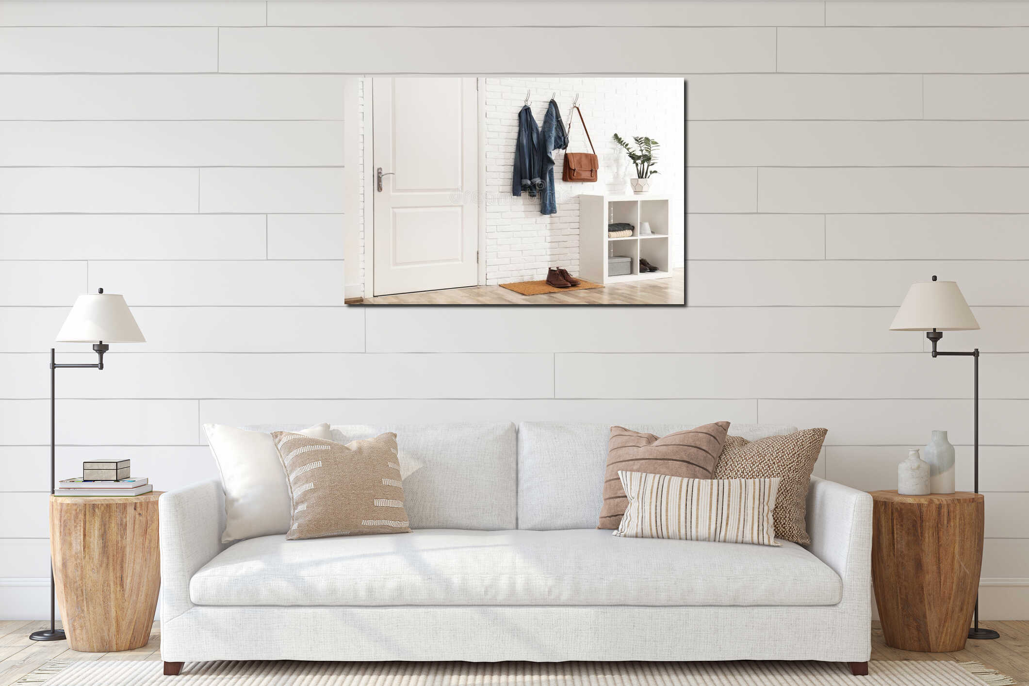 Canvas hanging interior mockup