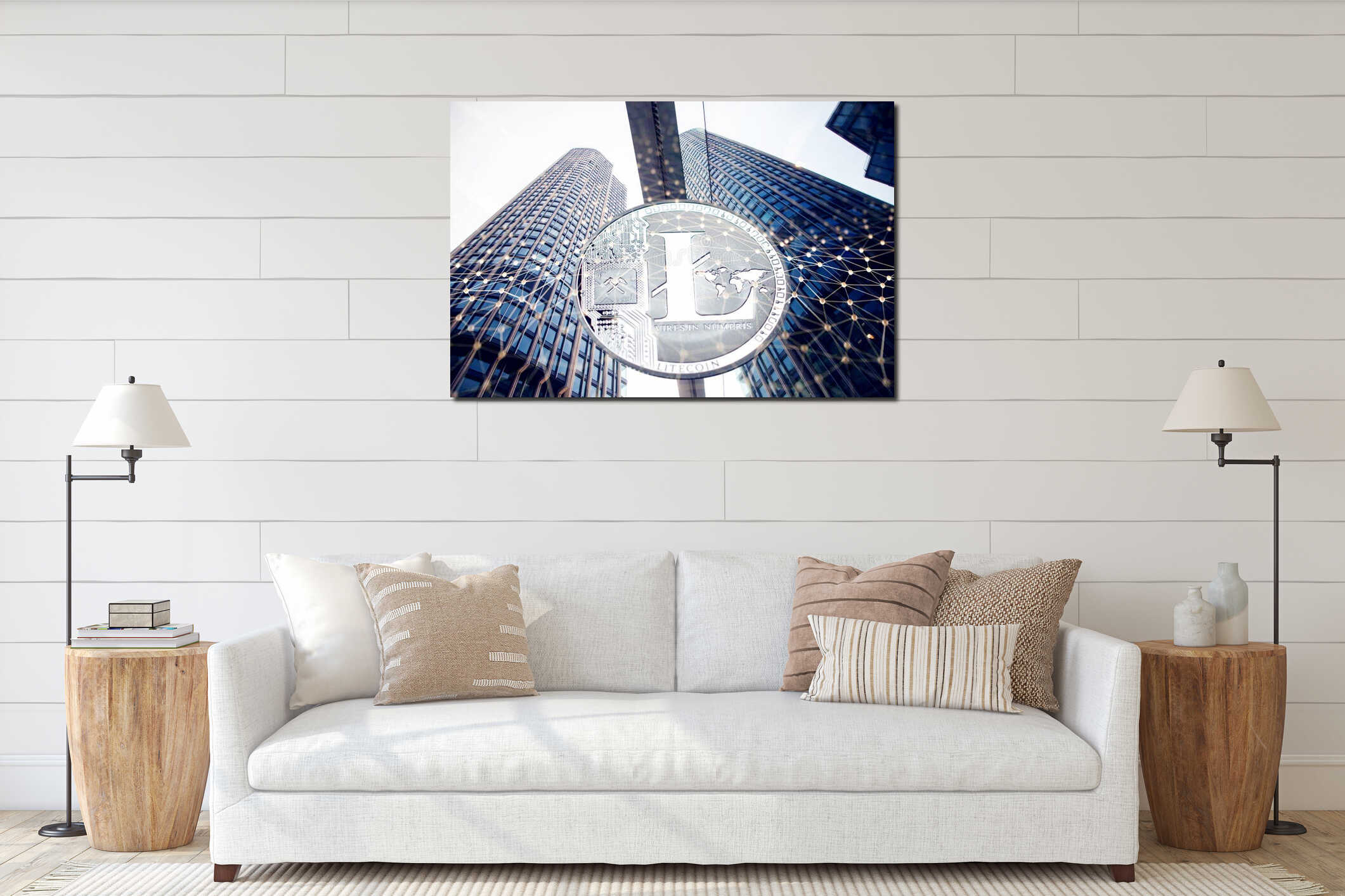 Canvas hanging interior mockup