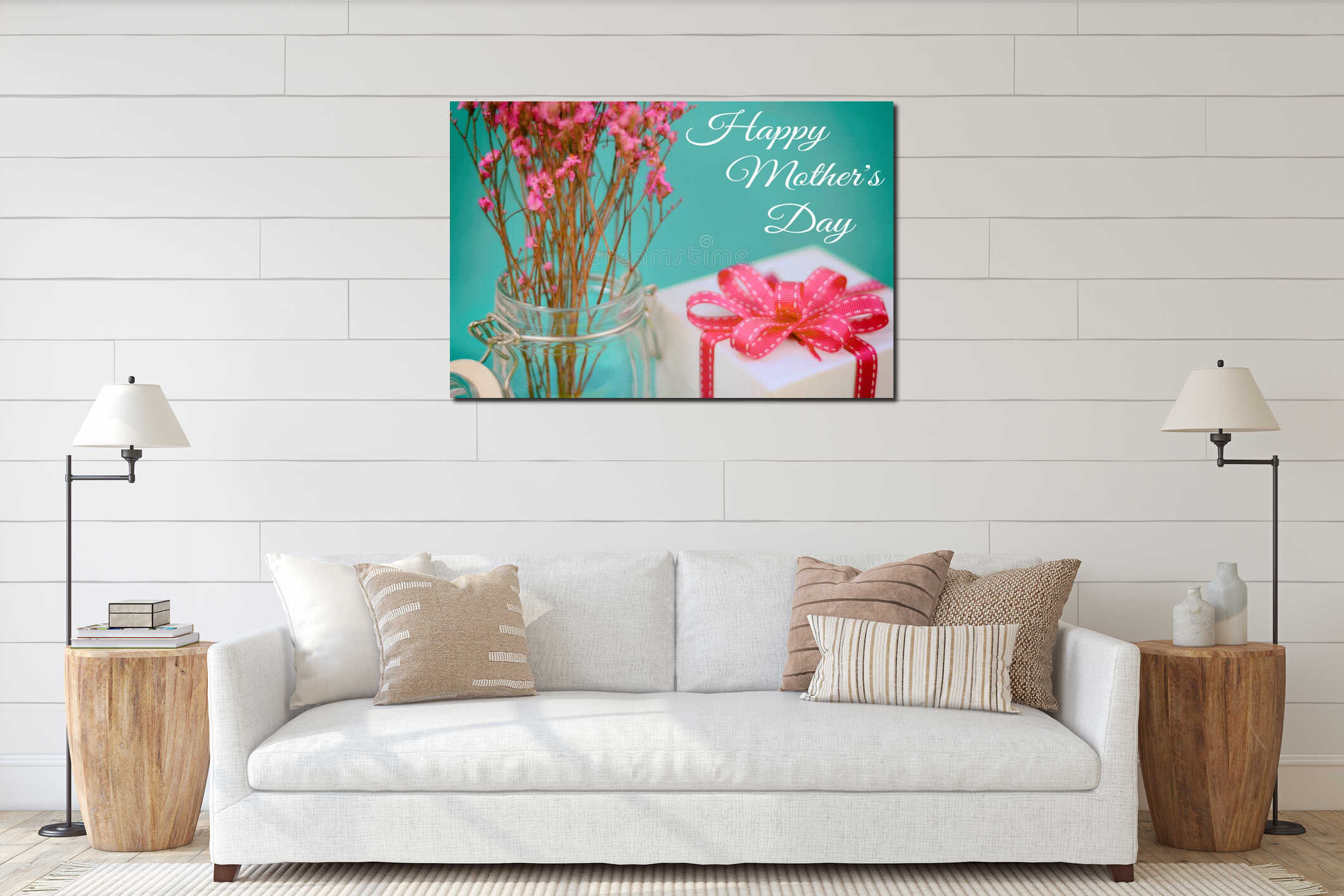 Canvas hanging interior mockup