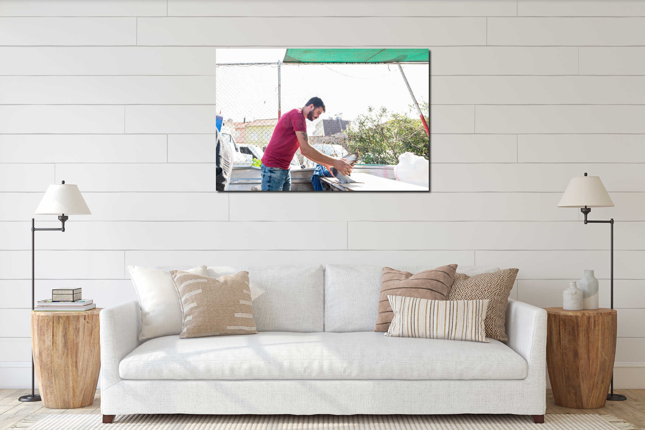 Canvas hanging interior mockup