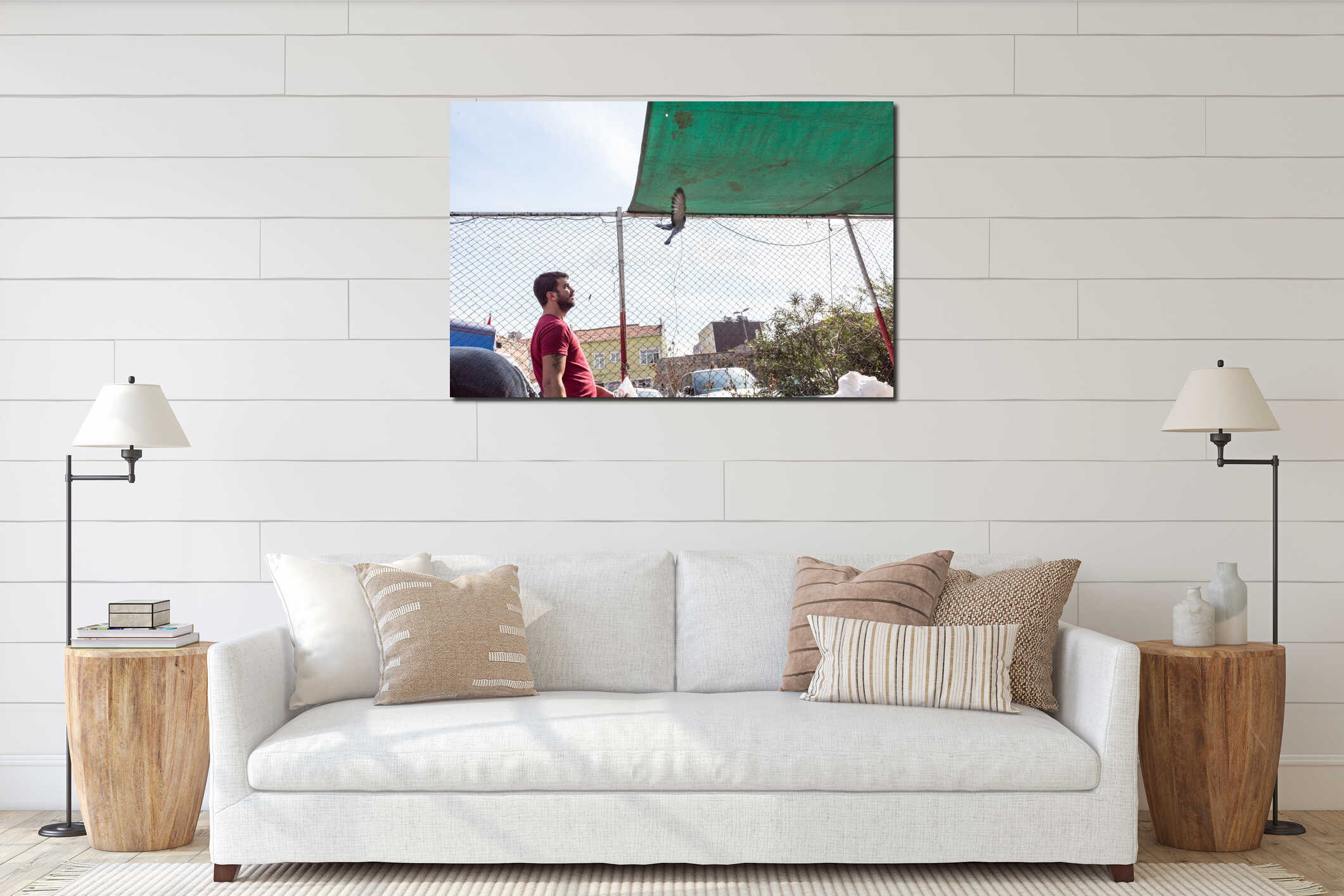 Canvas hanging interior mockup