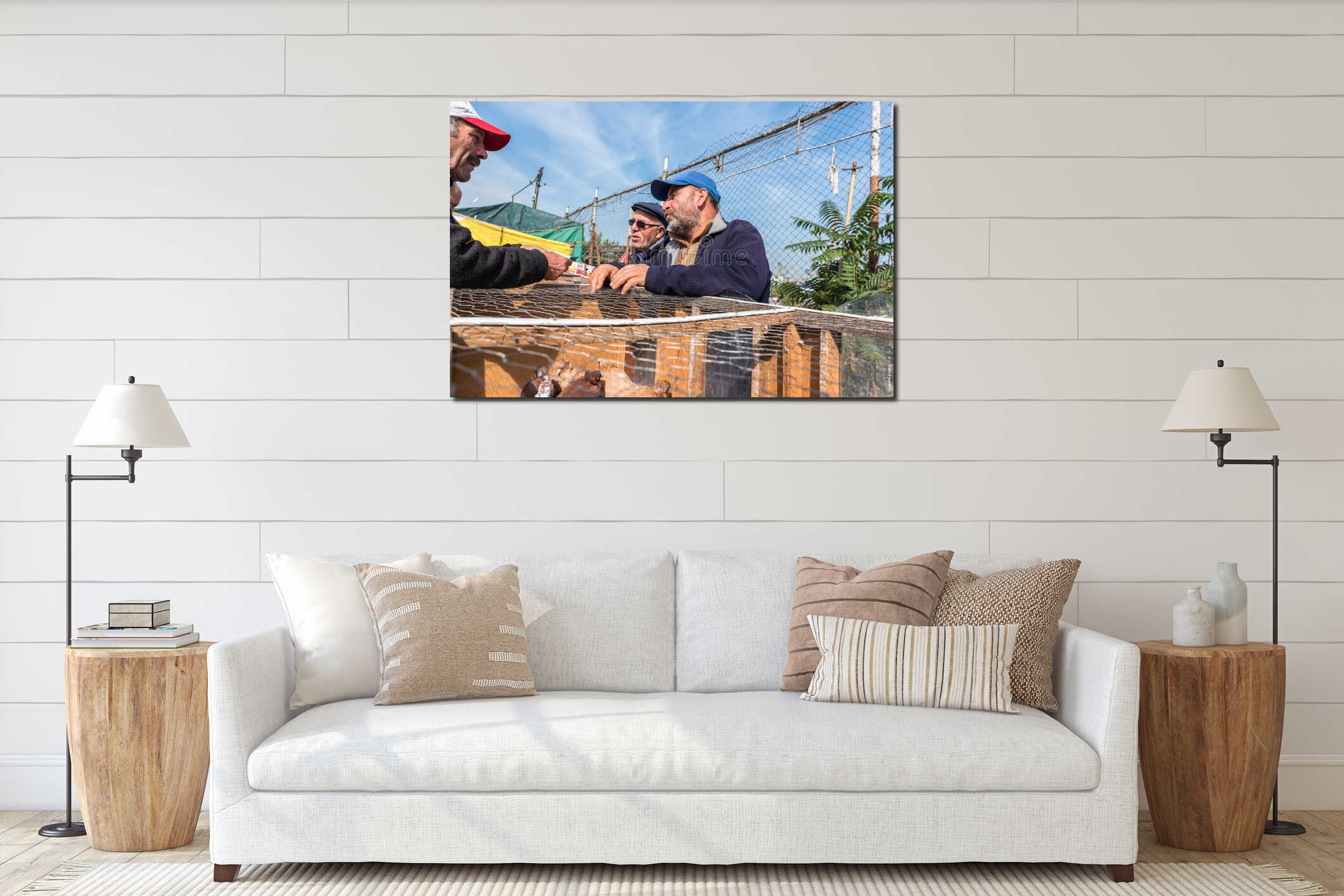 Canvas hanging interior mockup