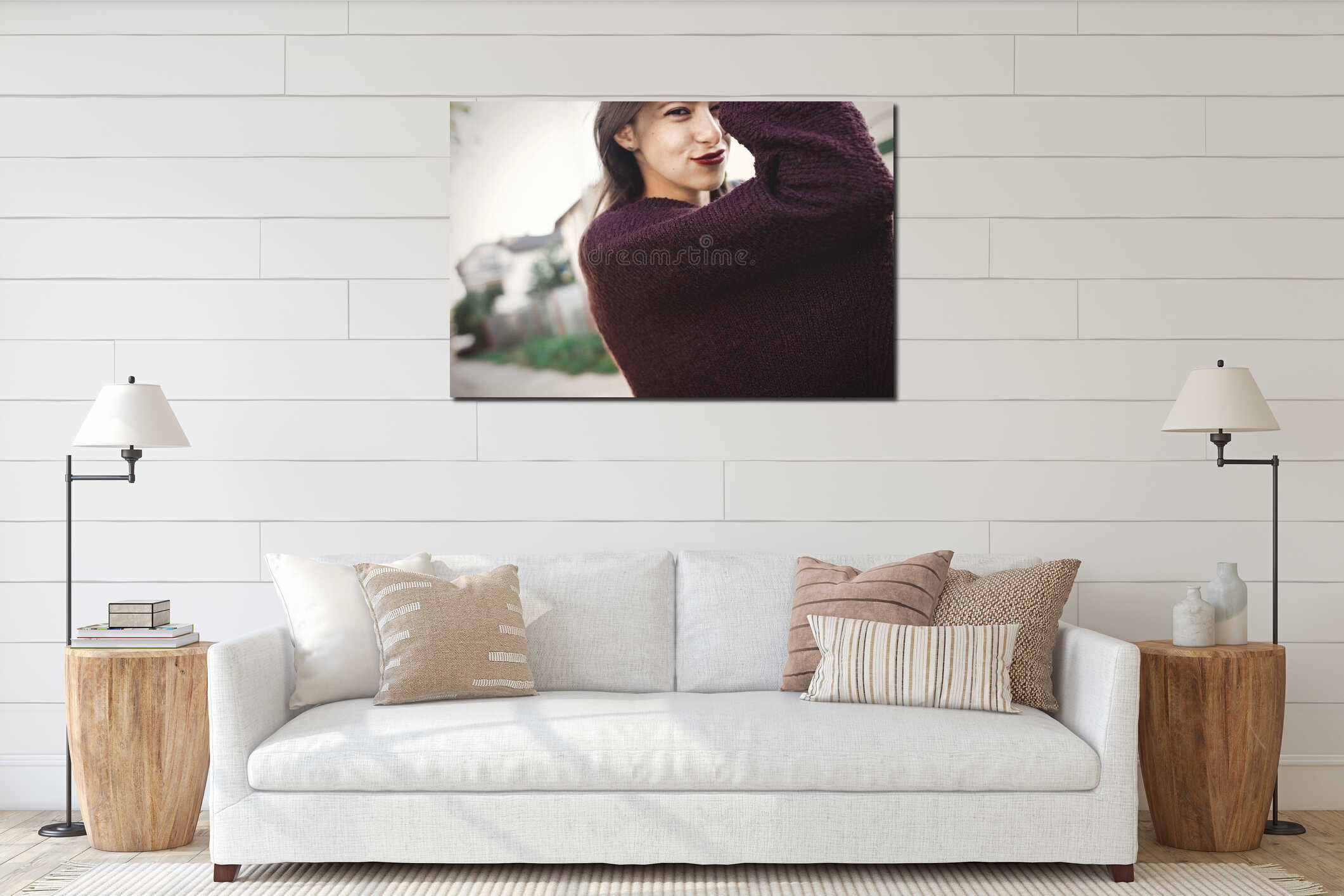 Canvas hanging interior mockup
