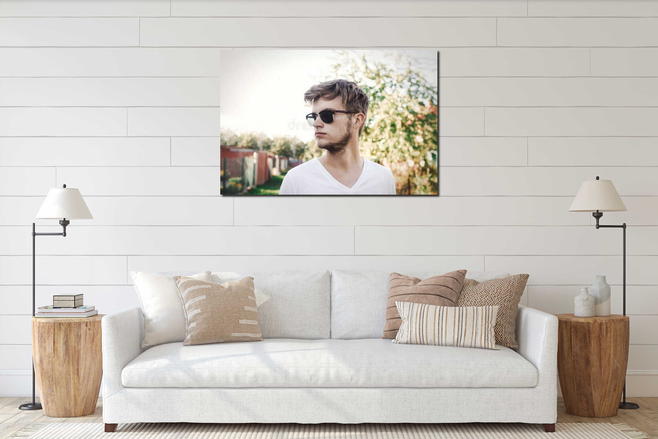Canvas hanging interior mockup