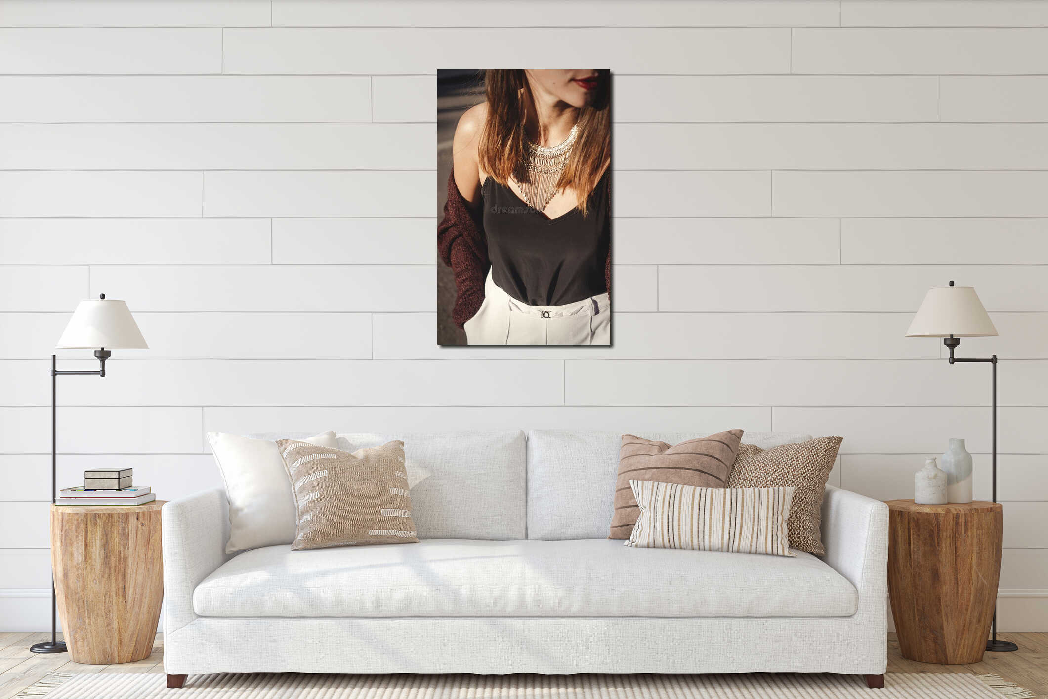 Canvas hanging interior mockup