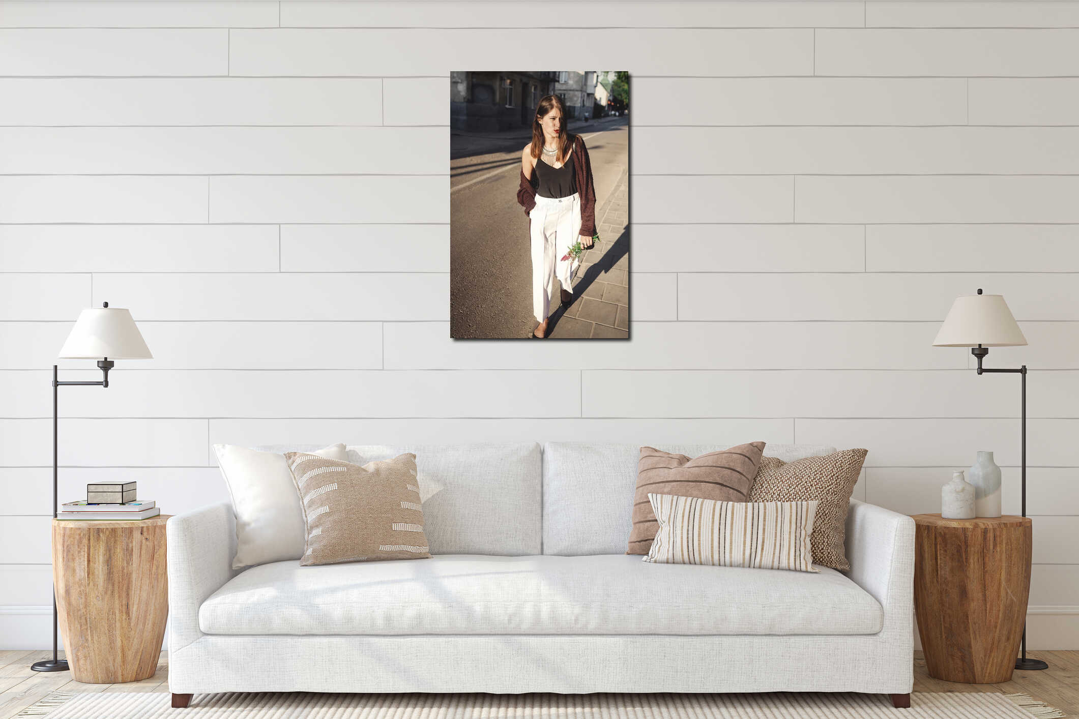 Canvas hanging interior mockup