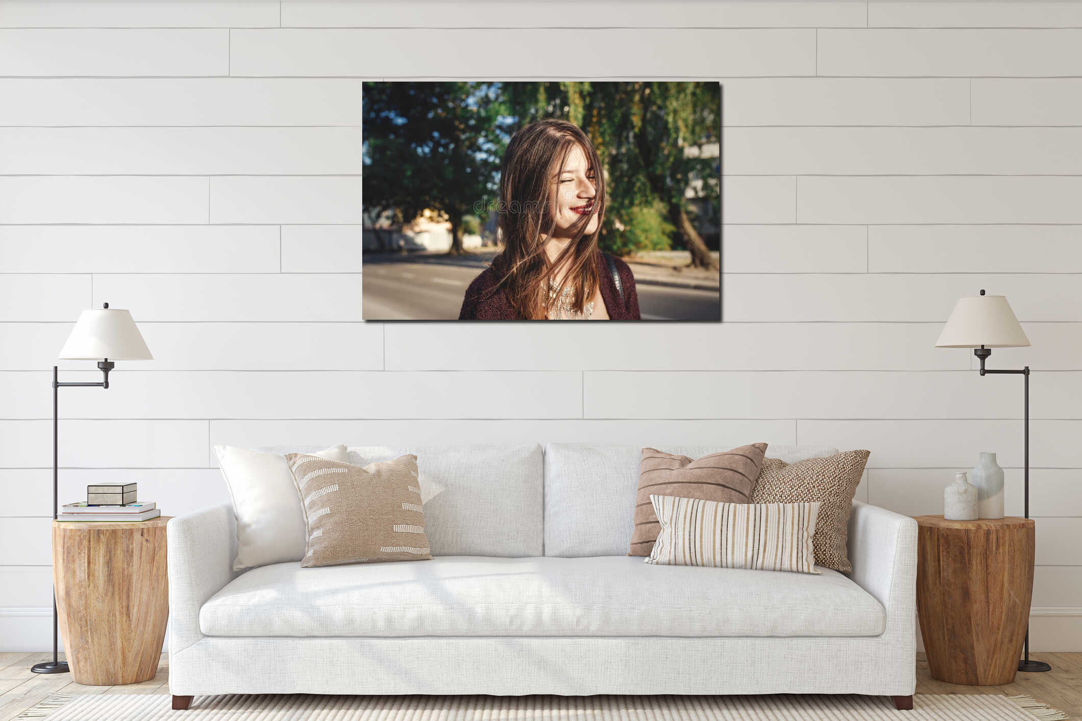 Canvas hanging interior mockup