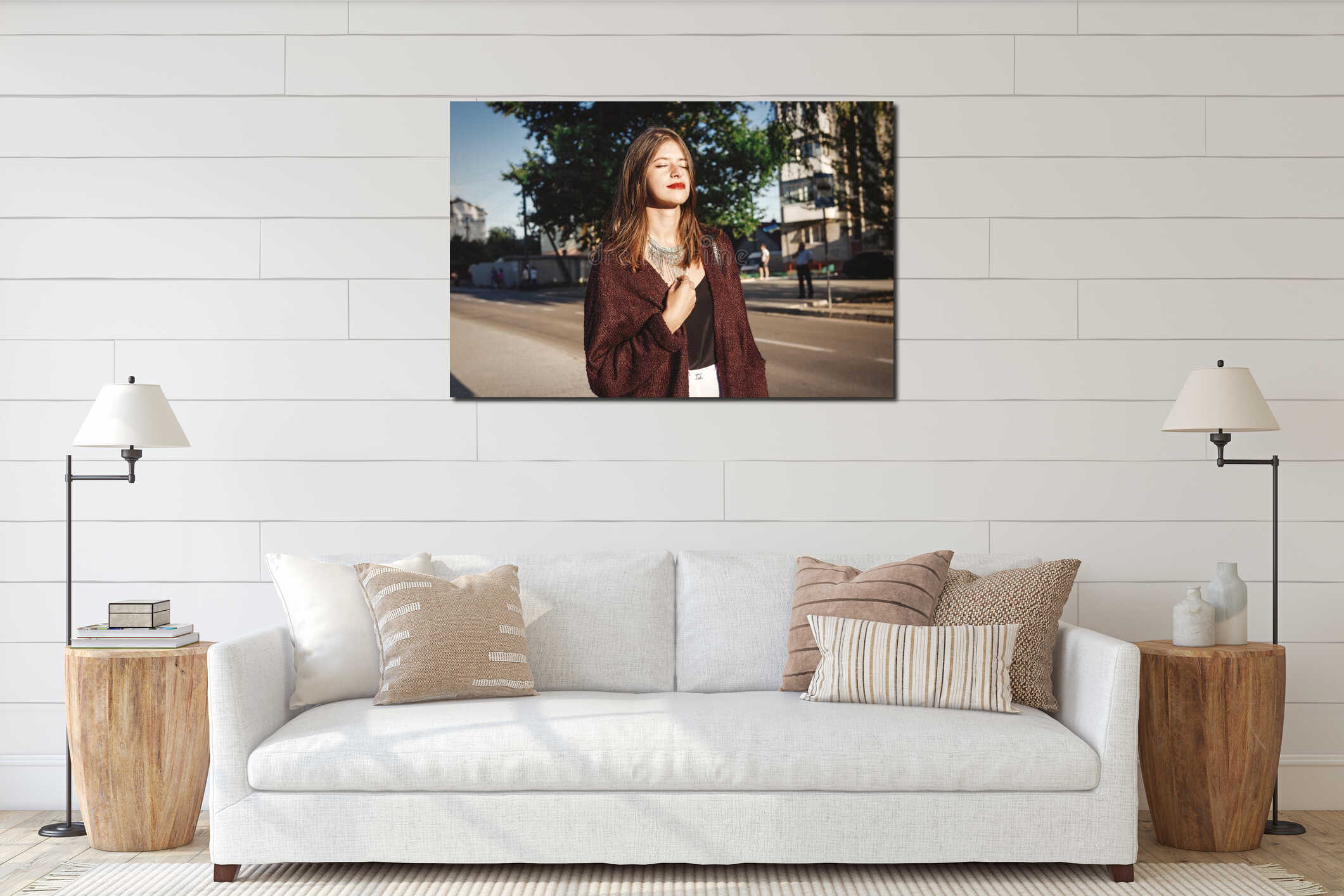 Canvas hanging interior mockup