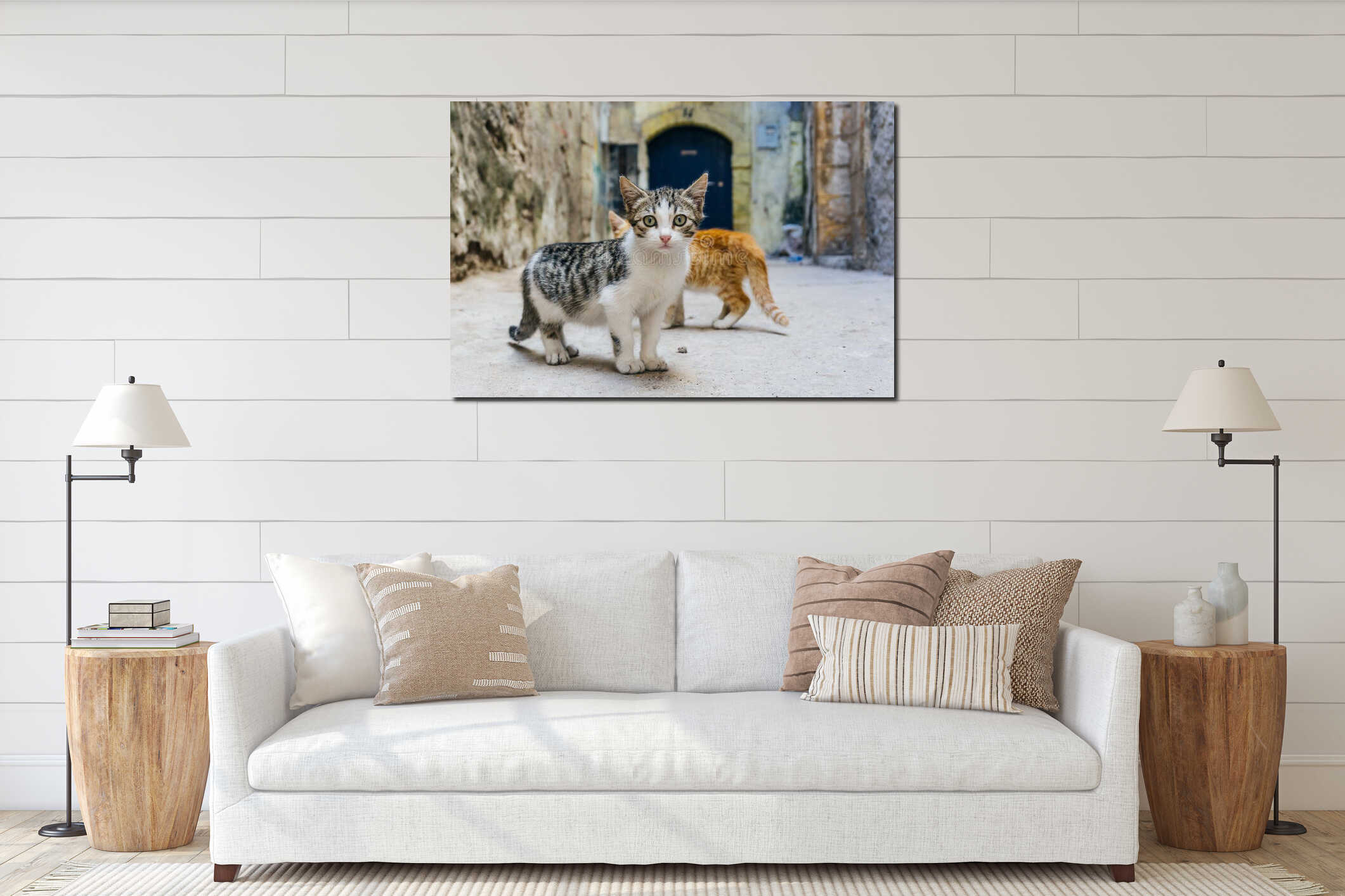 Canvas hanging interior mockup