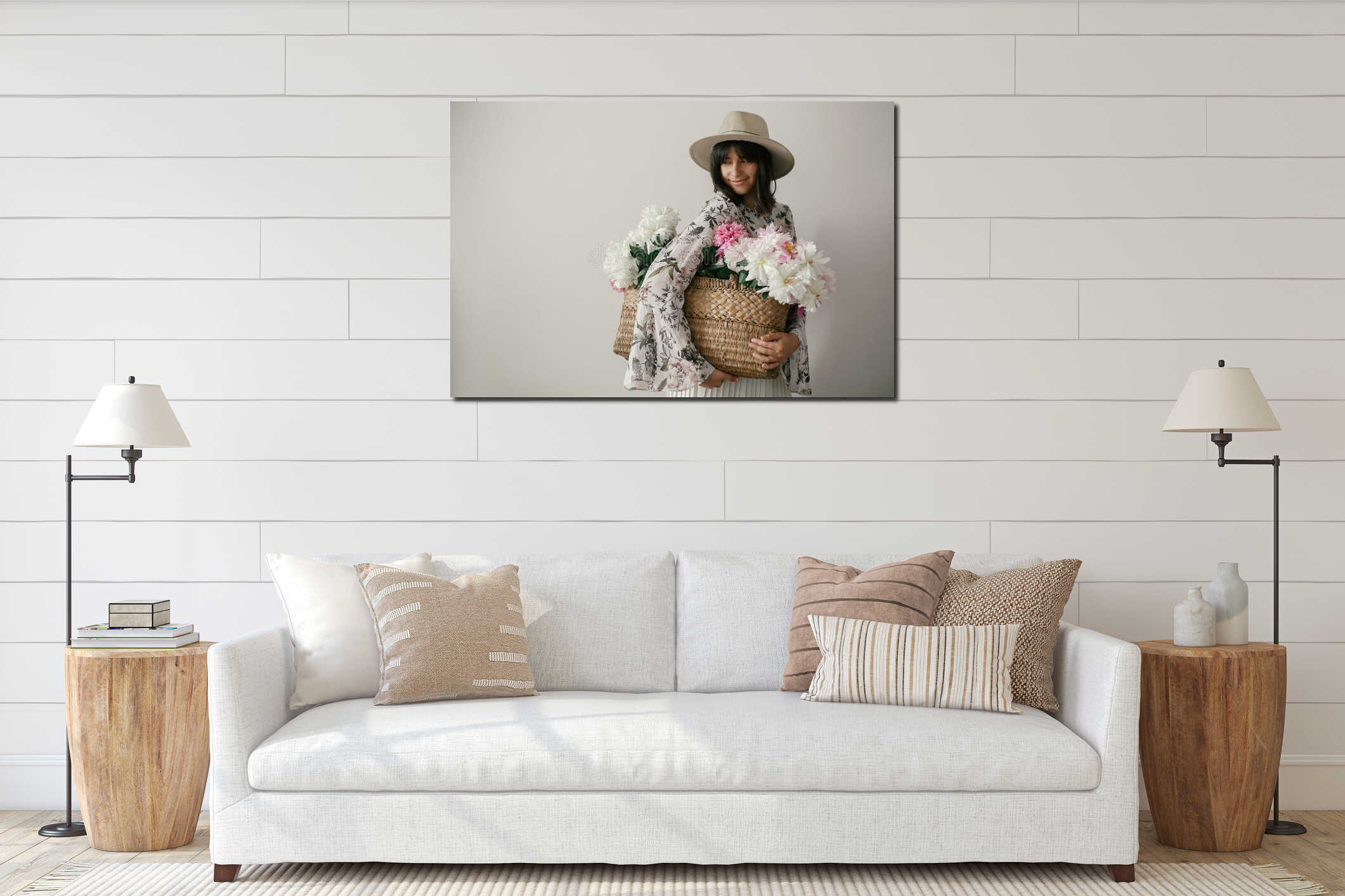 Canvas hanging interior mockup