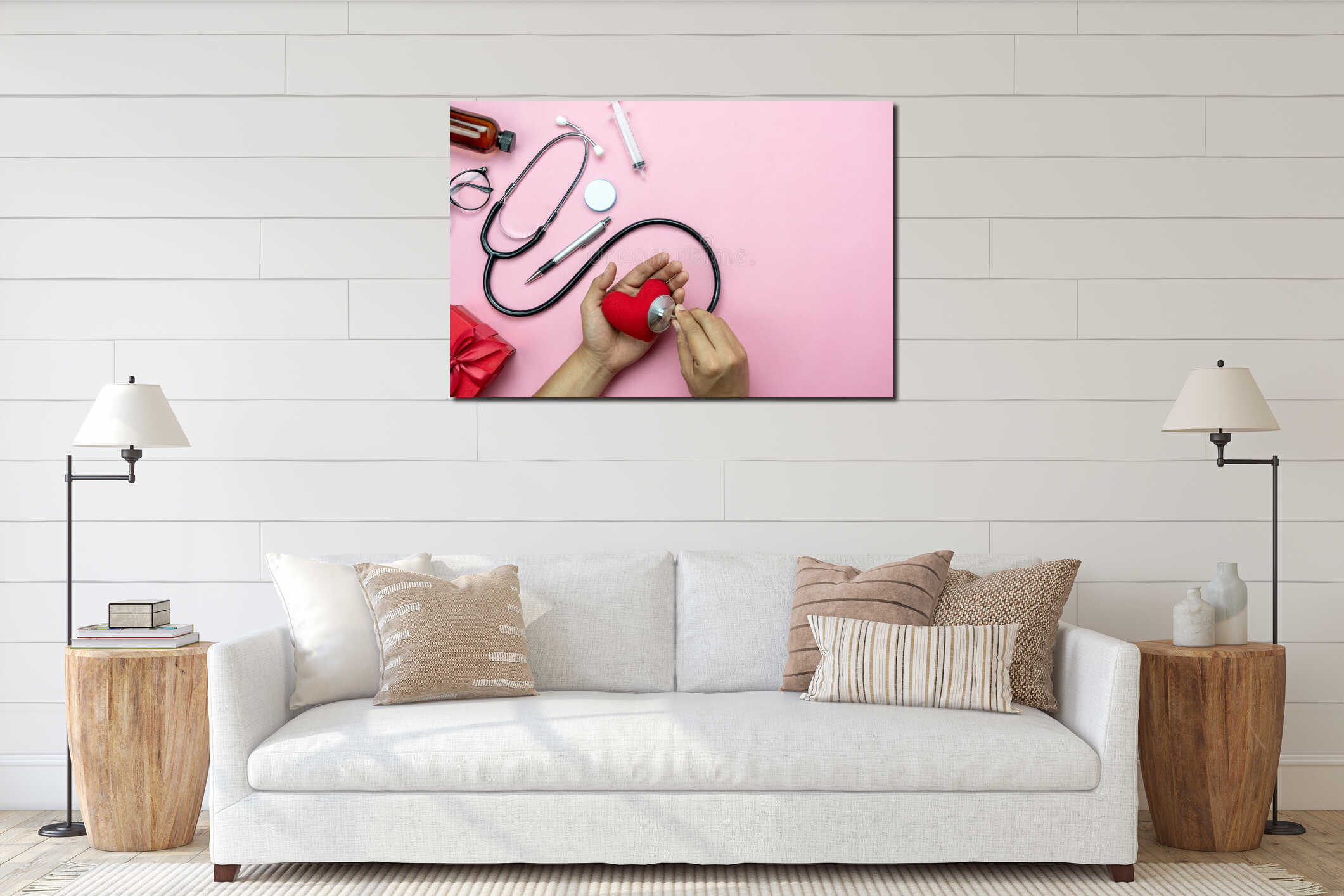 Canvas hanging interior mockup