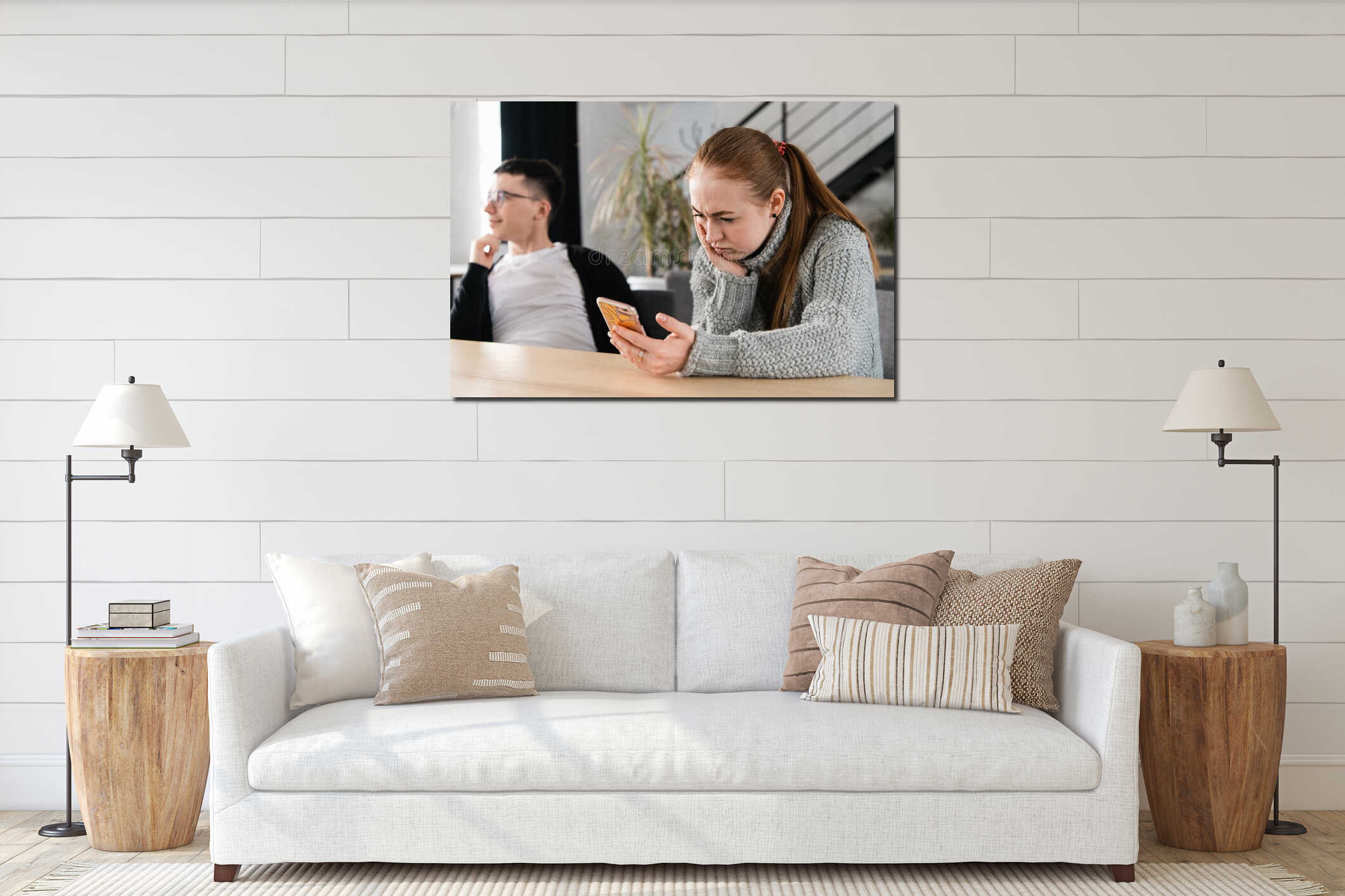 Canvas hanging interior mockup