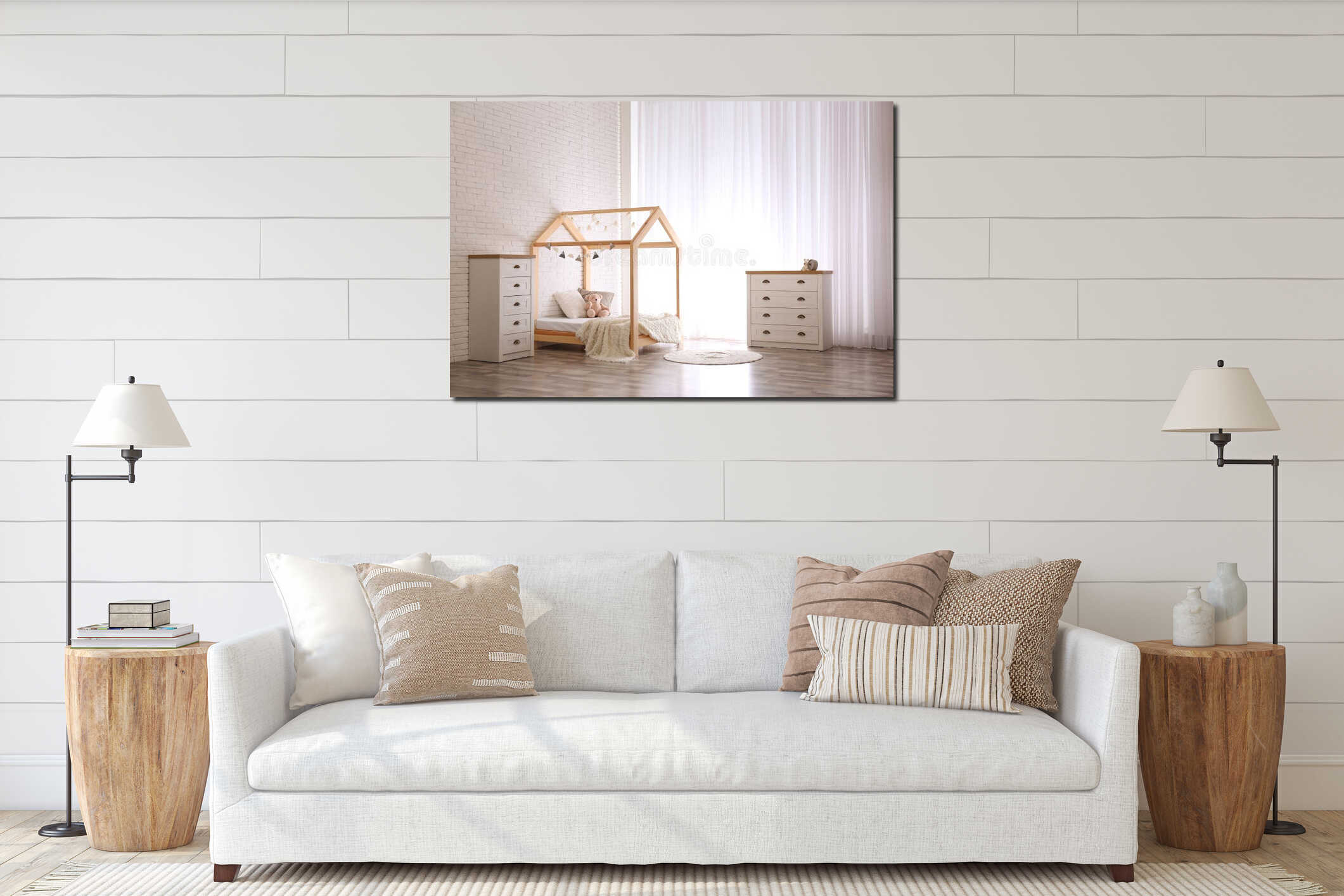 Canvas hanging interior mockup