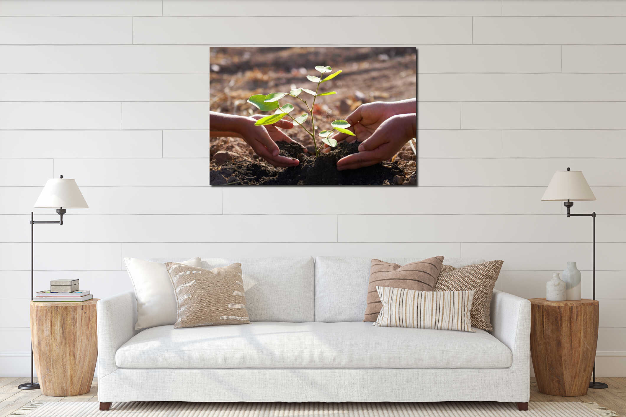 Canvas hanging interior mockup