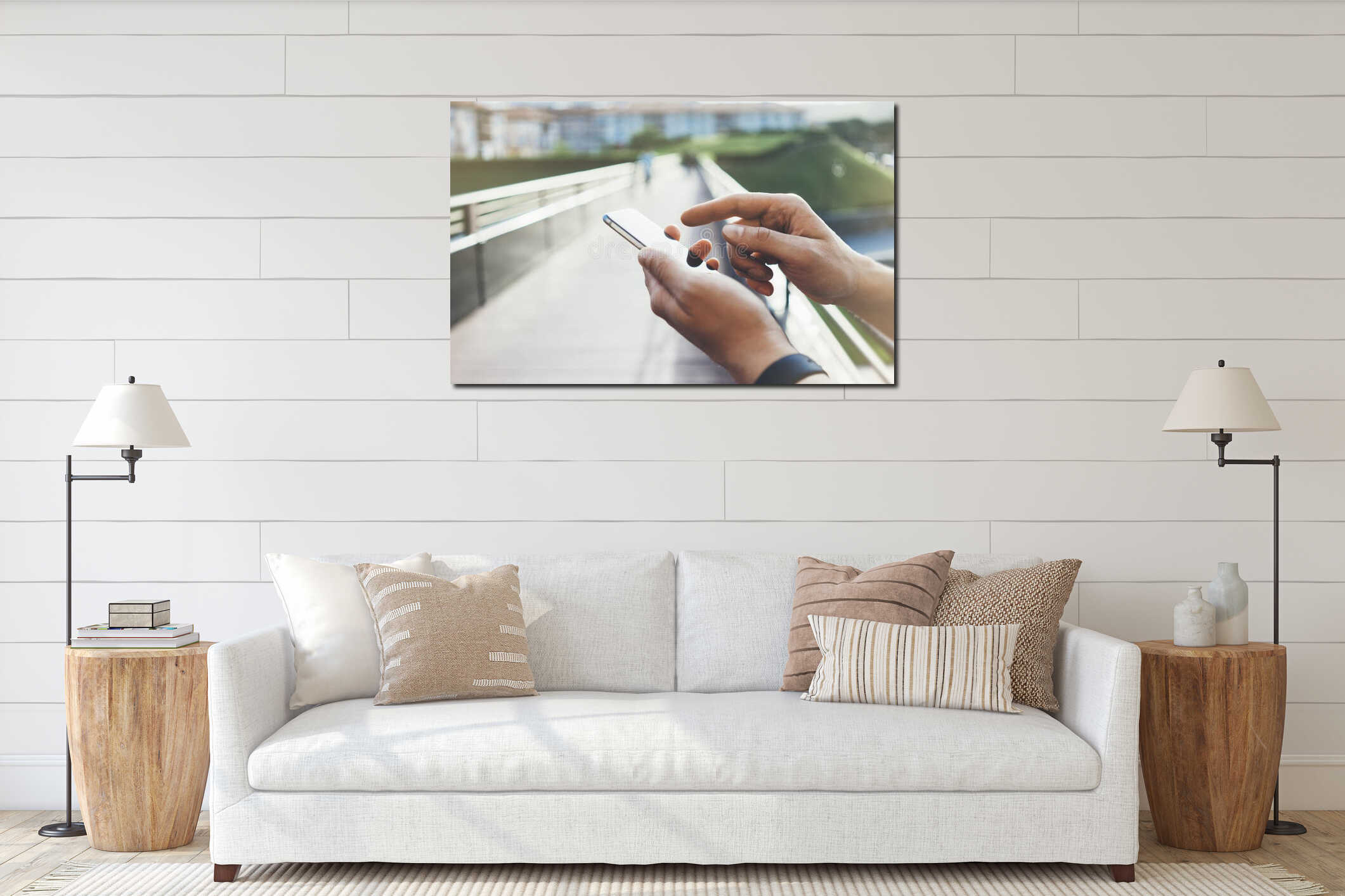 Canvas hanging interior mockup