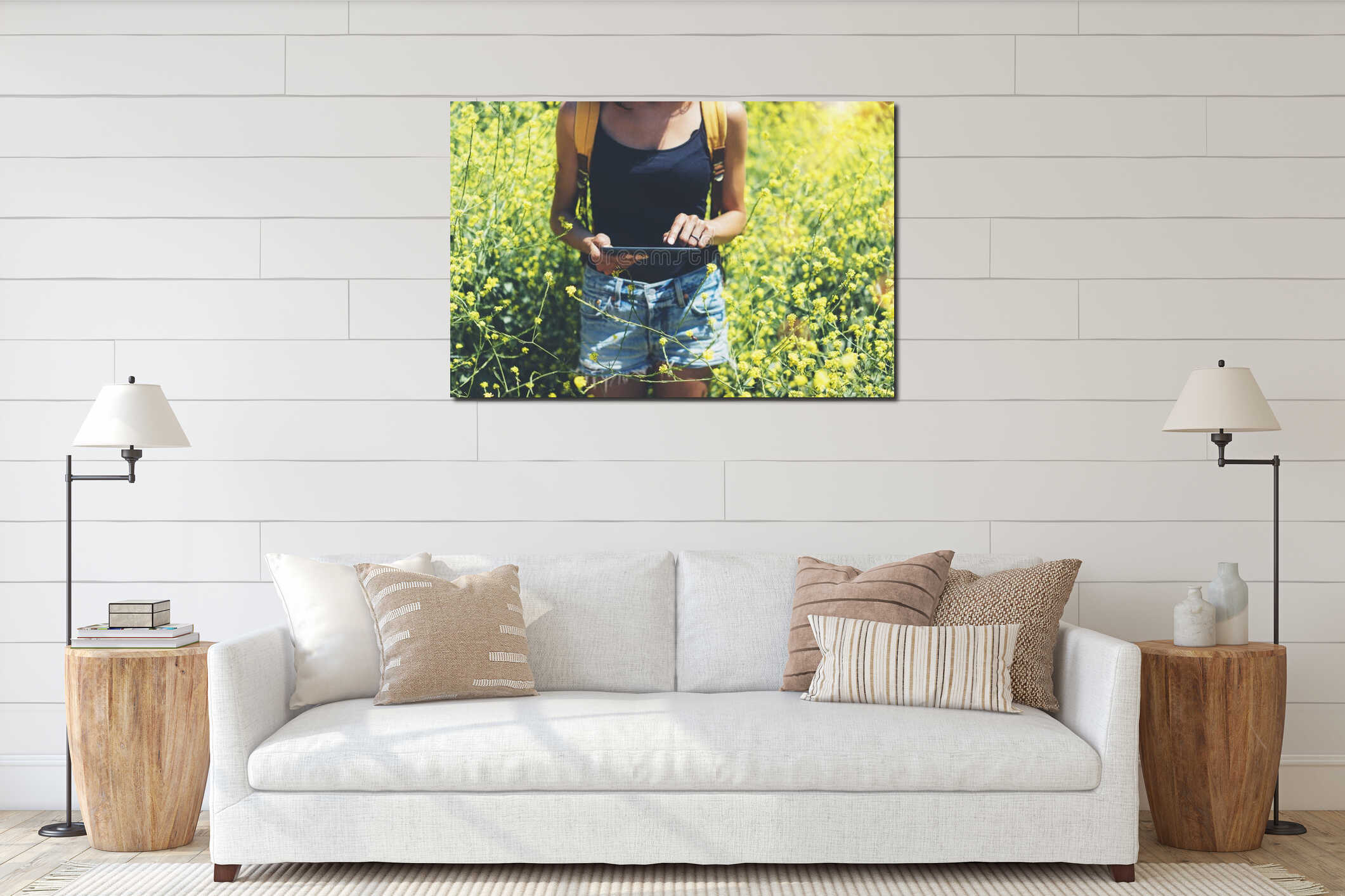 Canvas hanging interior mockup