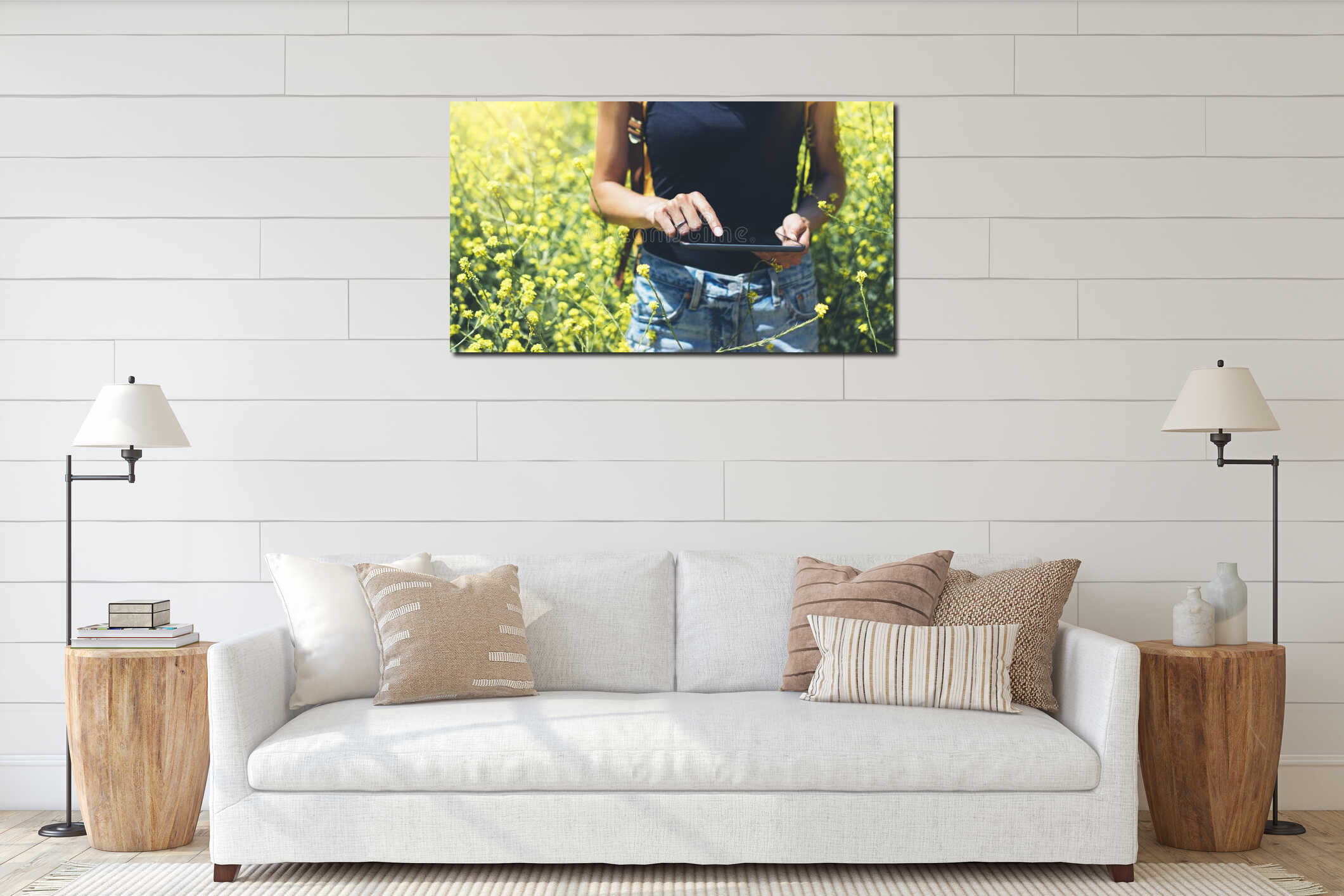 Canvas hanging interior mockup
