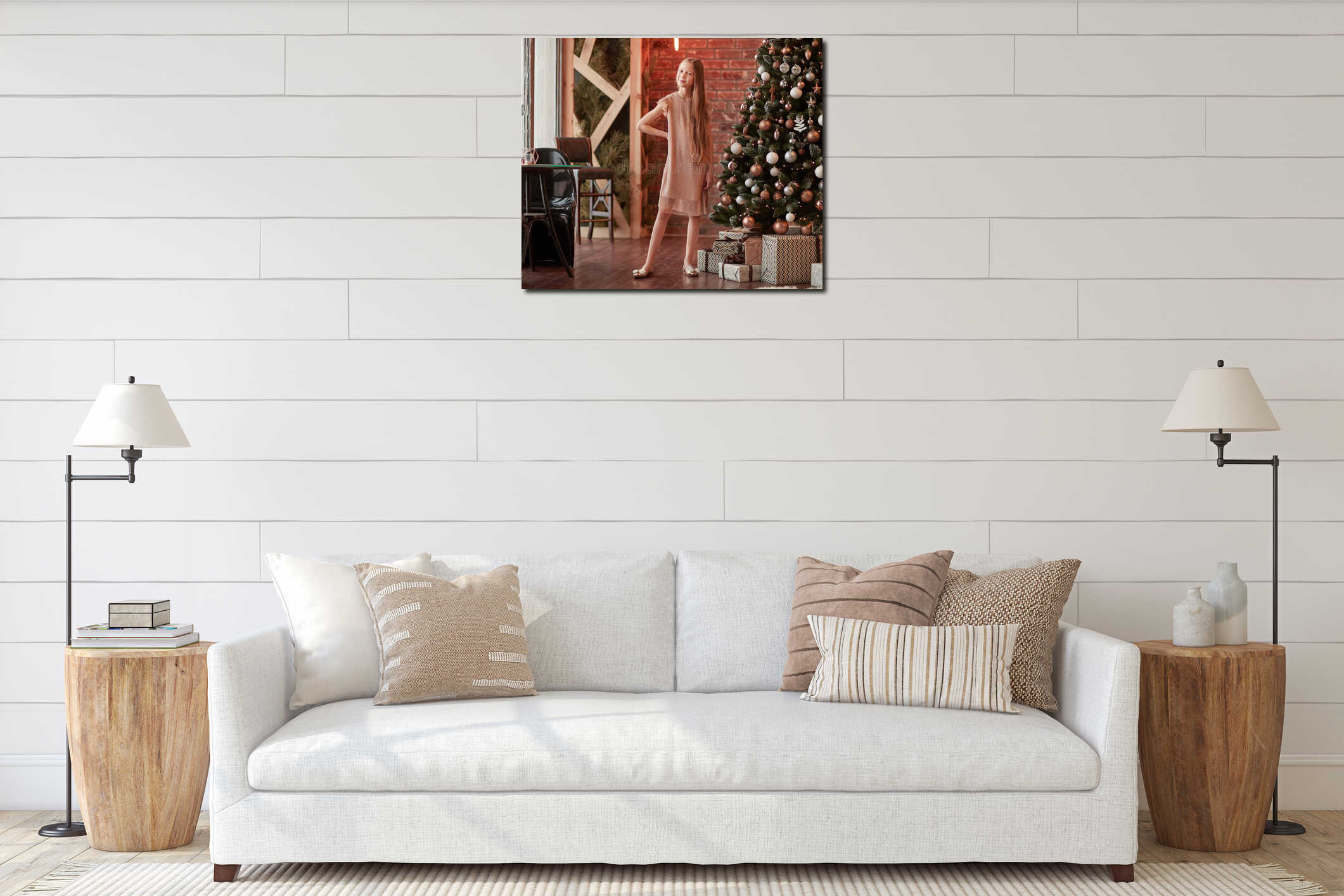 Canvas hanging interior mockup