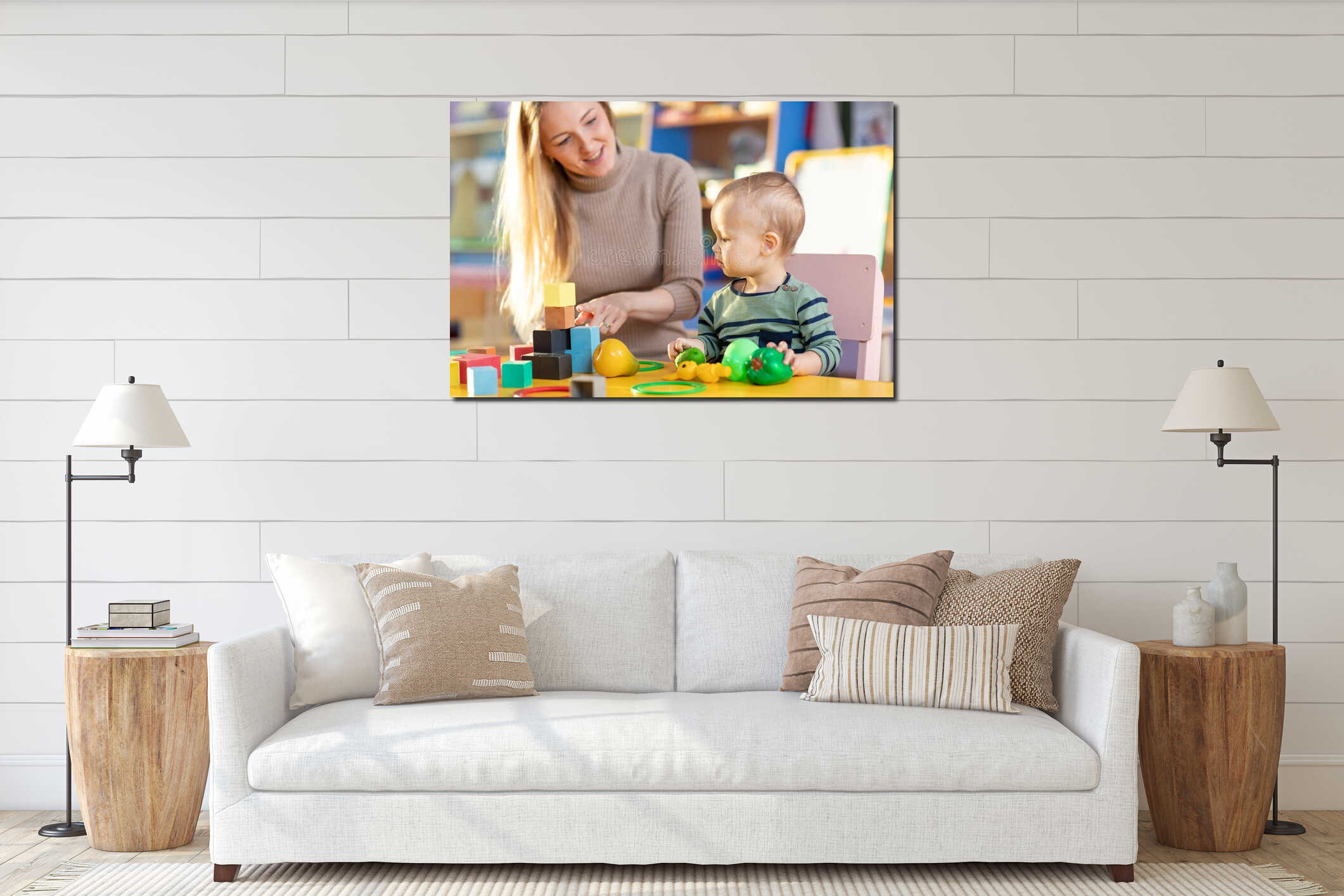 Canvas hanging interior mockup